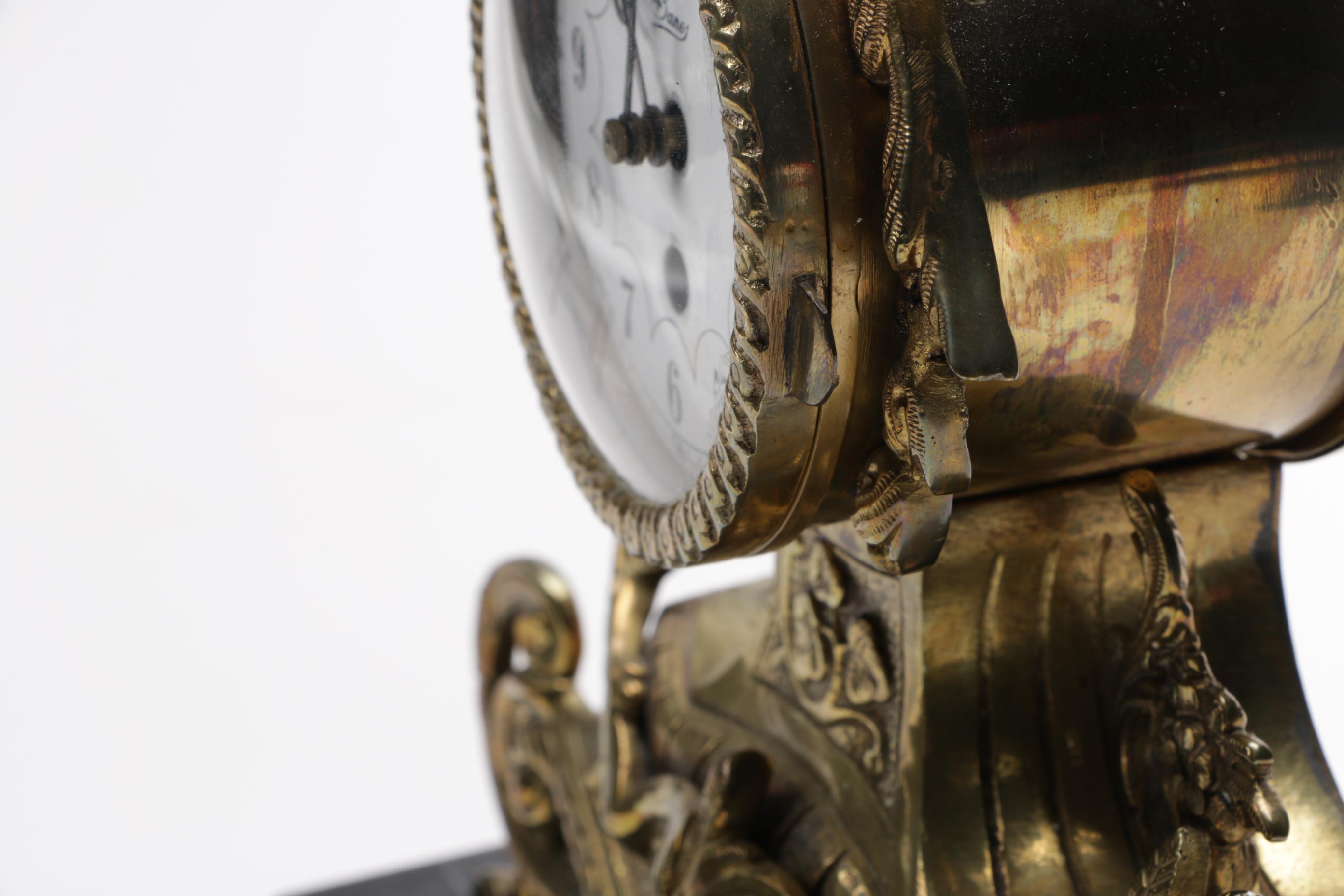 Ornate Brass and Marble Mantel Clock