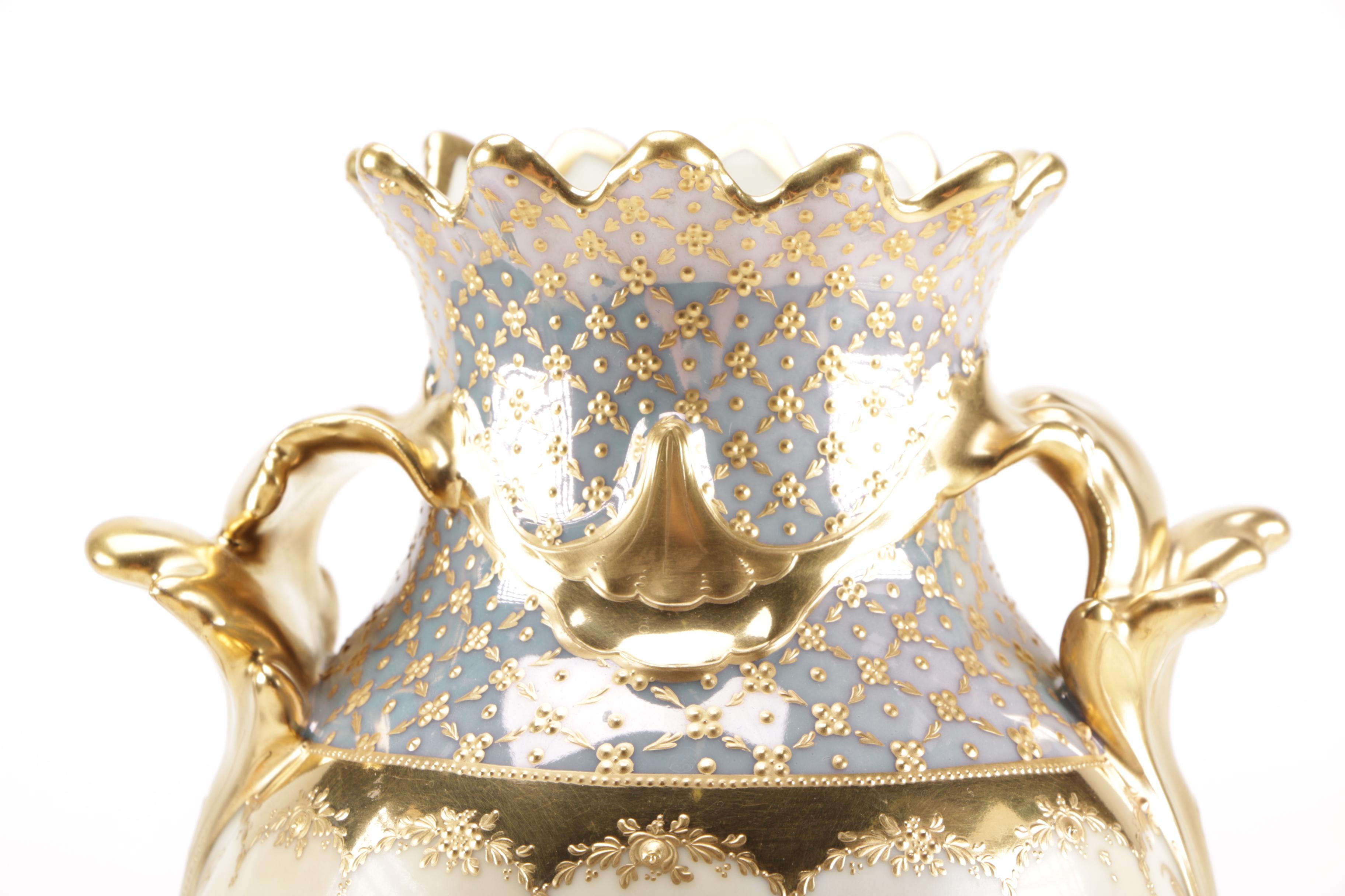 German Üebermut Painted Porcelain Vase