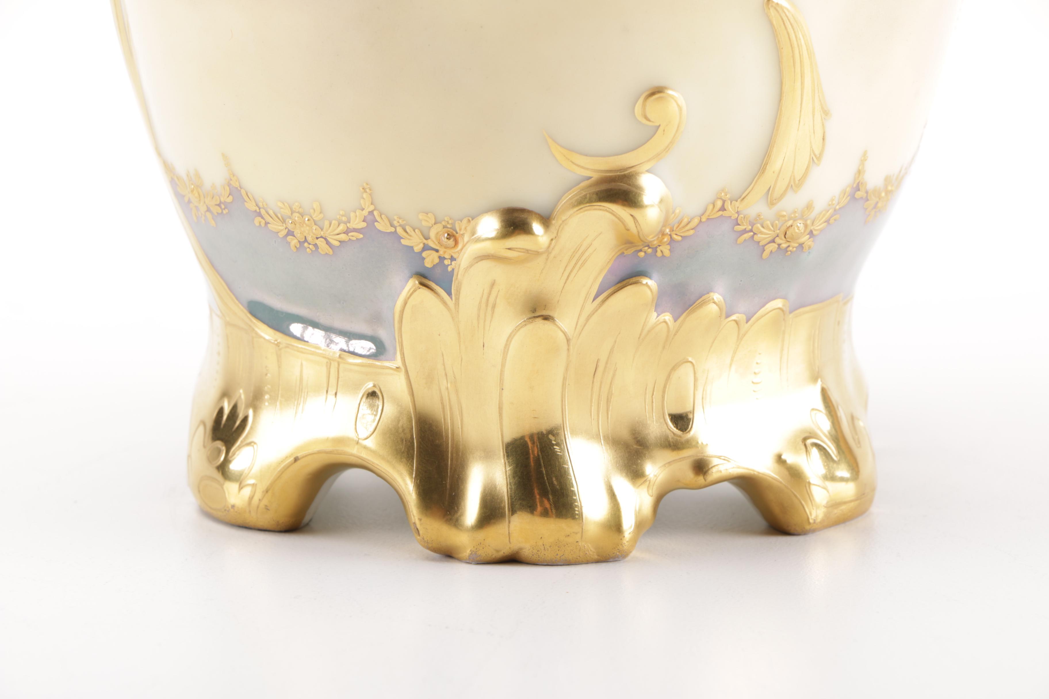 German Üebermut Painted Porcelain Vase