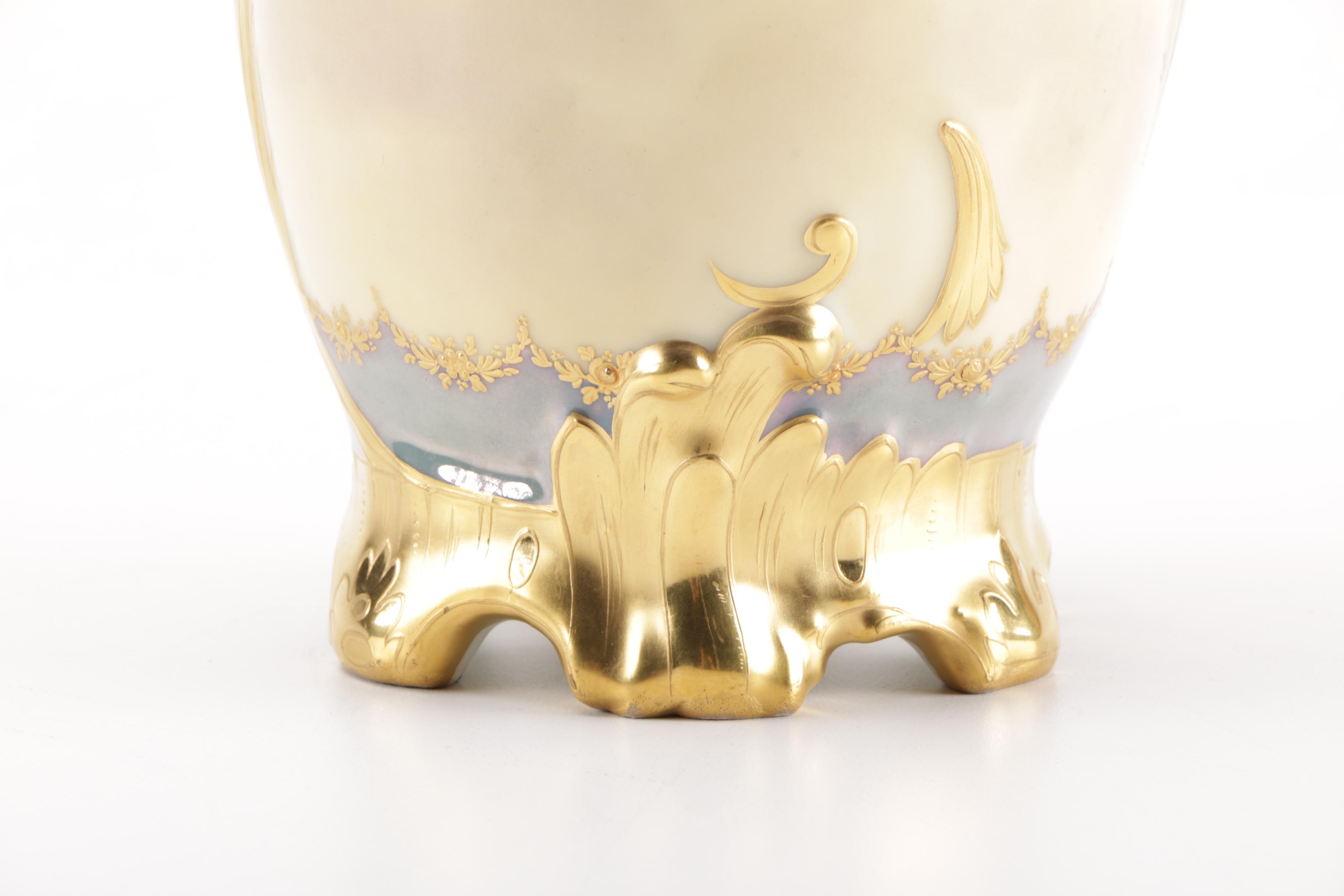 German Üebermut Painted Porcelain Vase