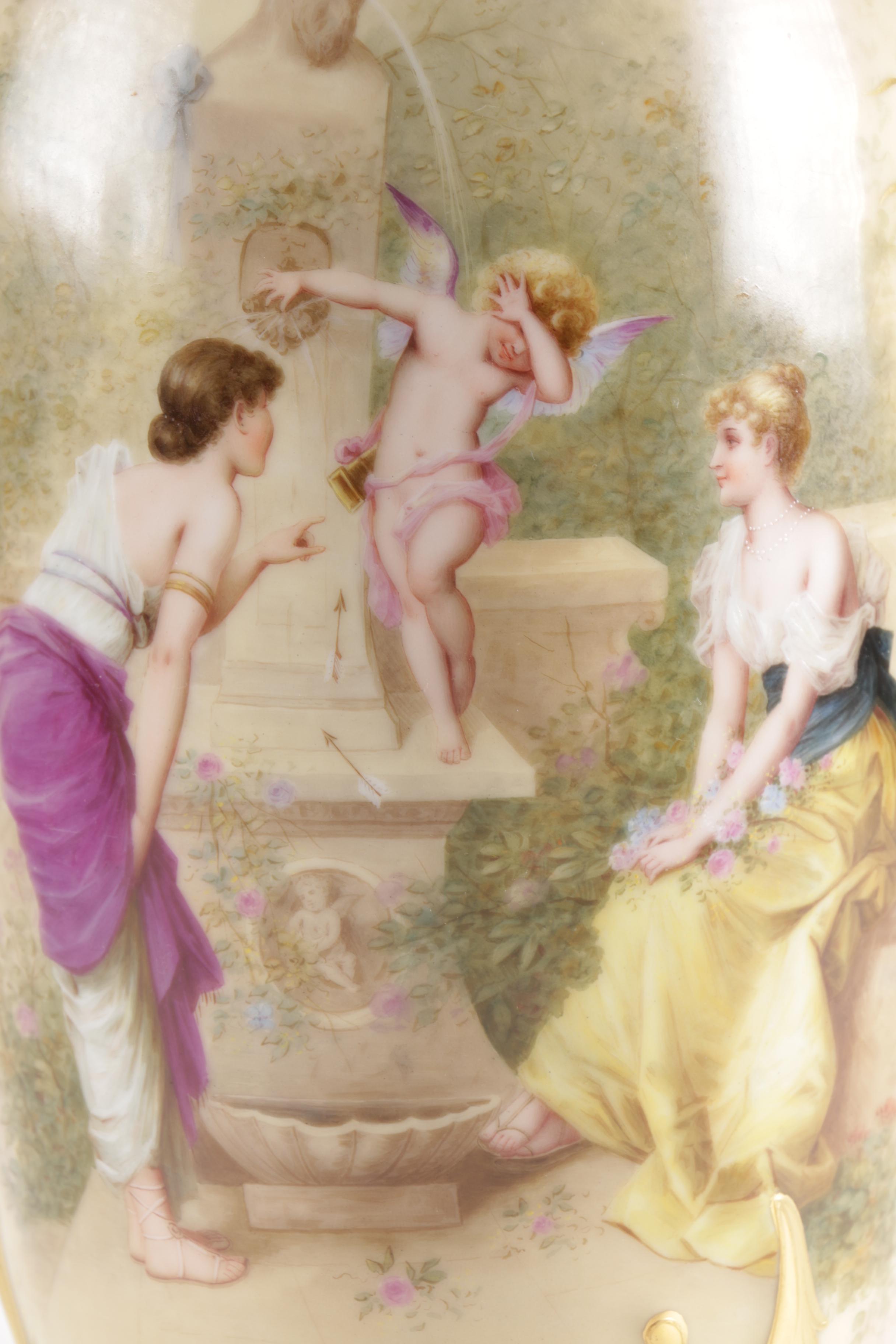 German Üebermut Painted Porcelain Vase