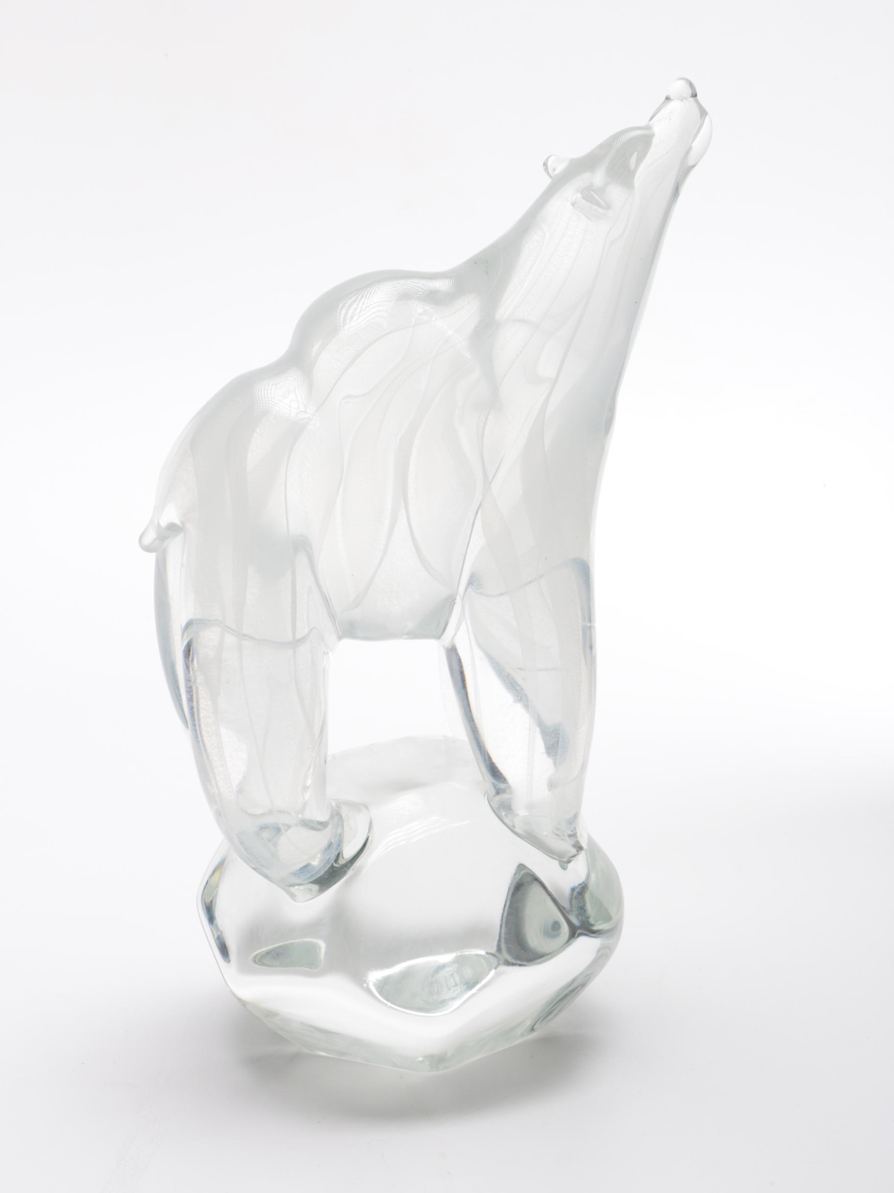 P. Sobatore Frosted Glass Polar Bear Figurine