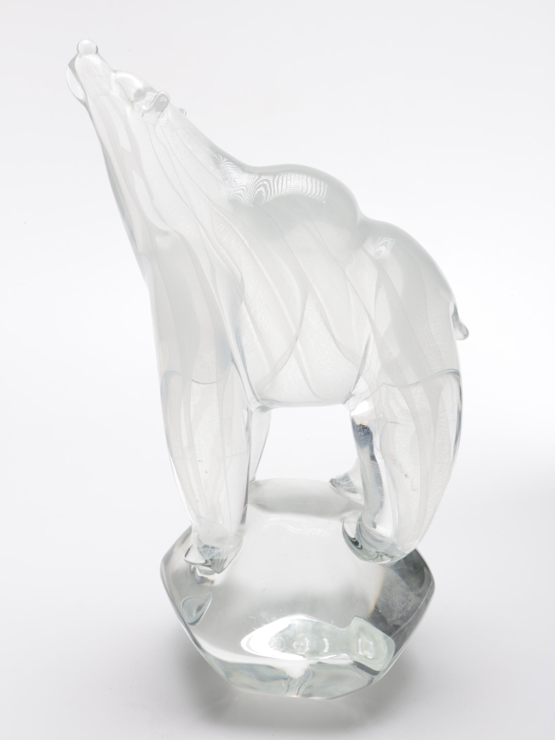 P. Sobatore Frosted Glass Polar Bear Figurine