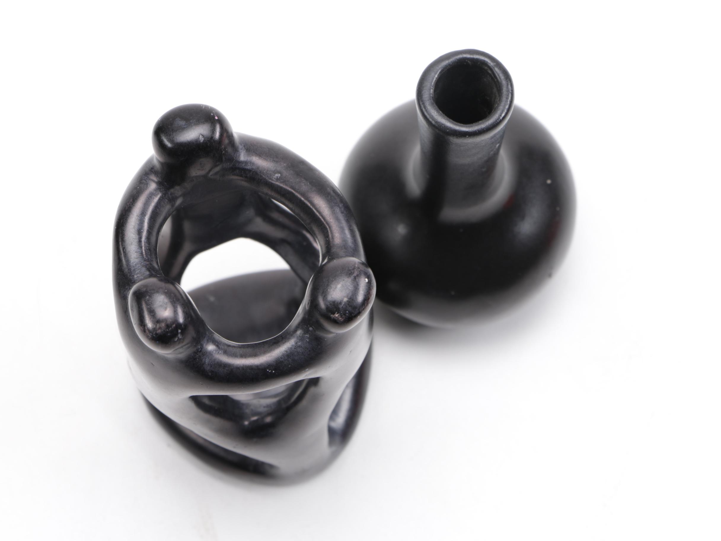 Black Glazed Pottery Vases and Figures