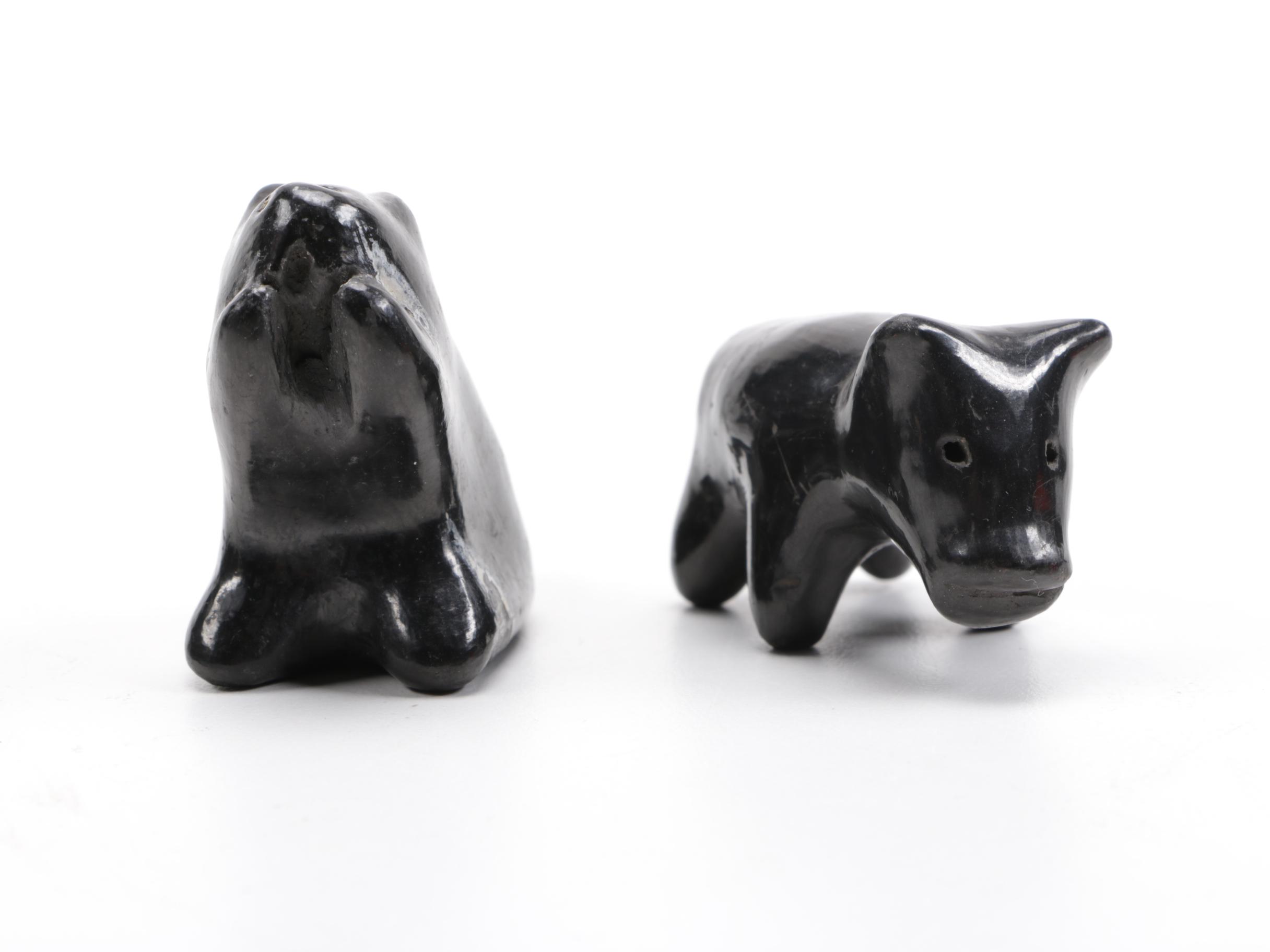 Black Glazed Pottery Vases and Figures