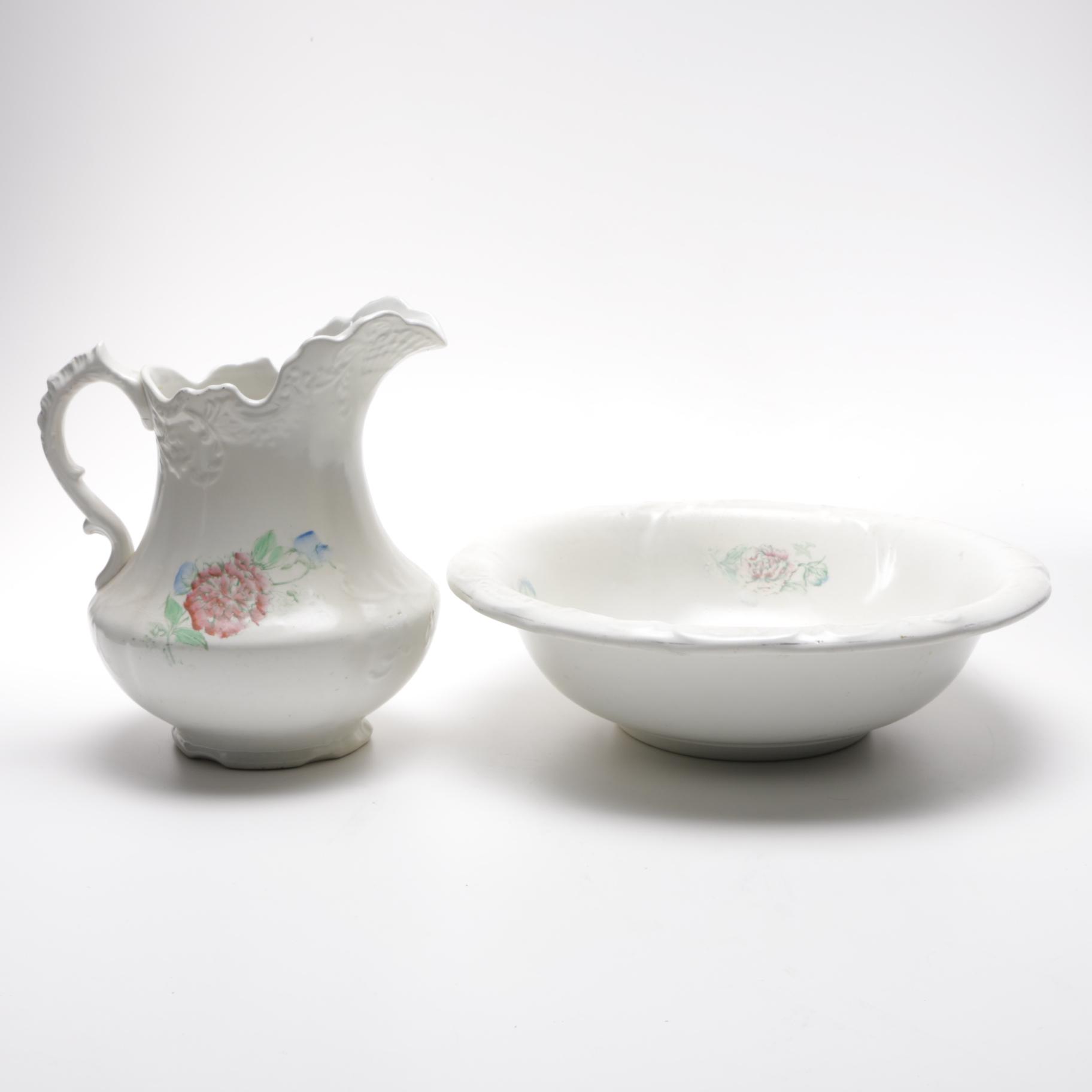 Antique Ford China Co. Wash Basin and Pitcher