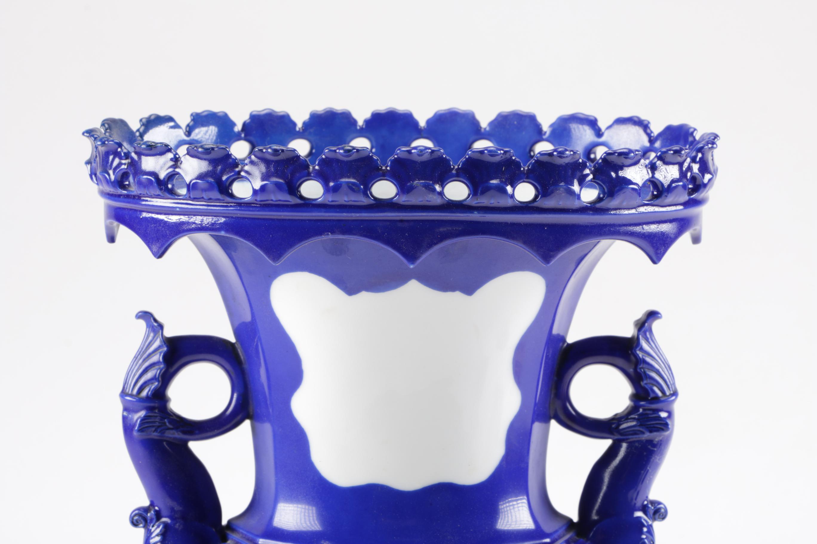 Blue and White Porcelain Pedestal Vase