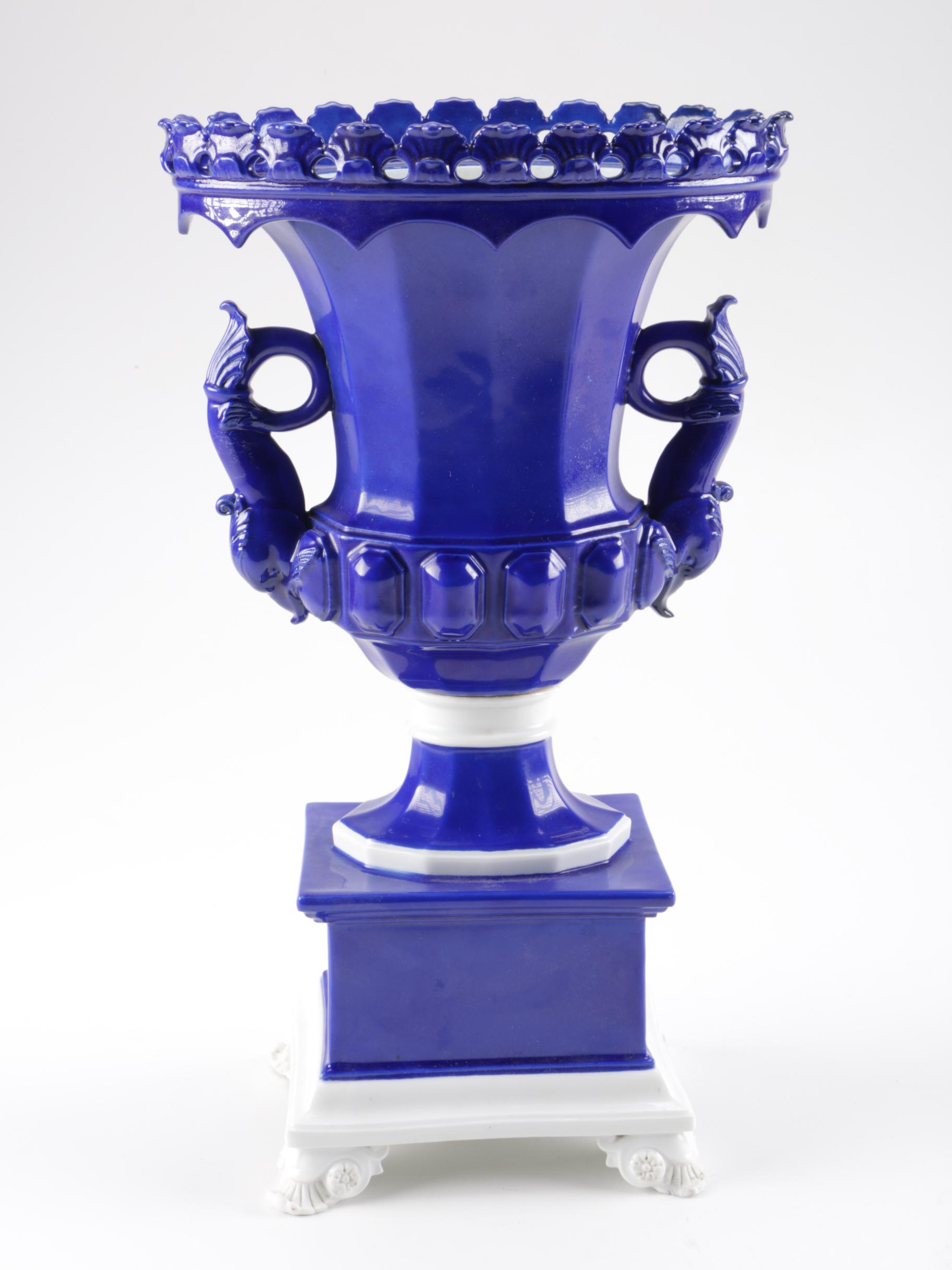 Blue and White Porcelain Pedestal Vase