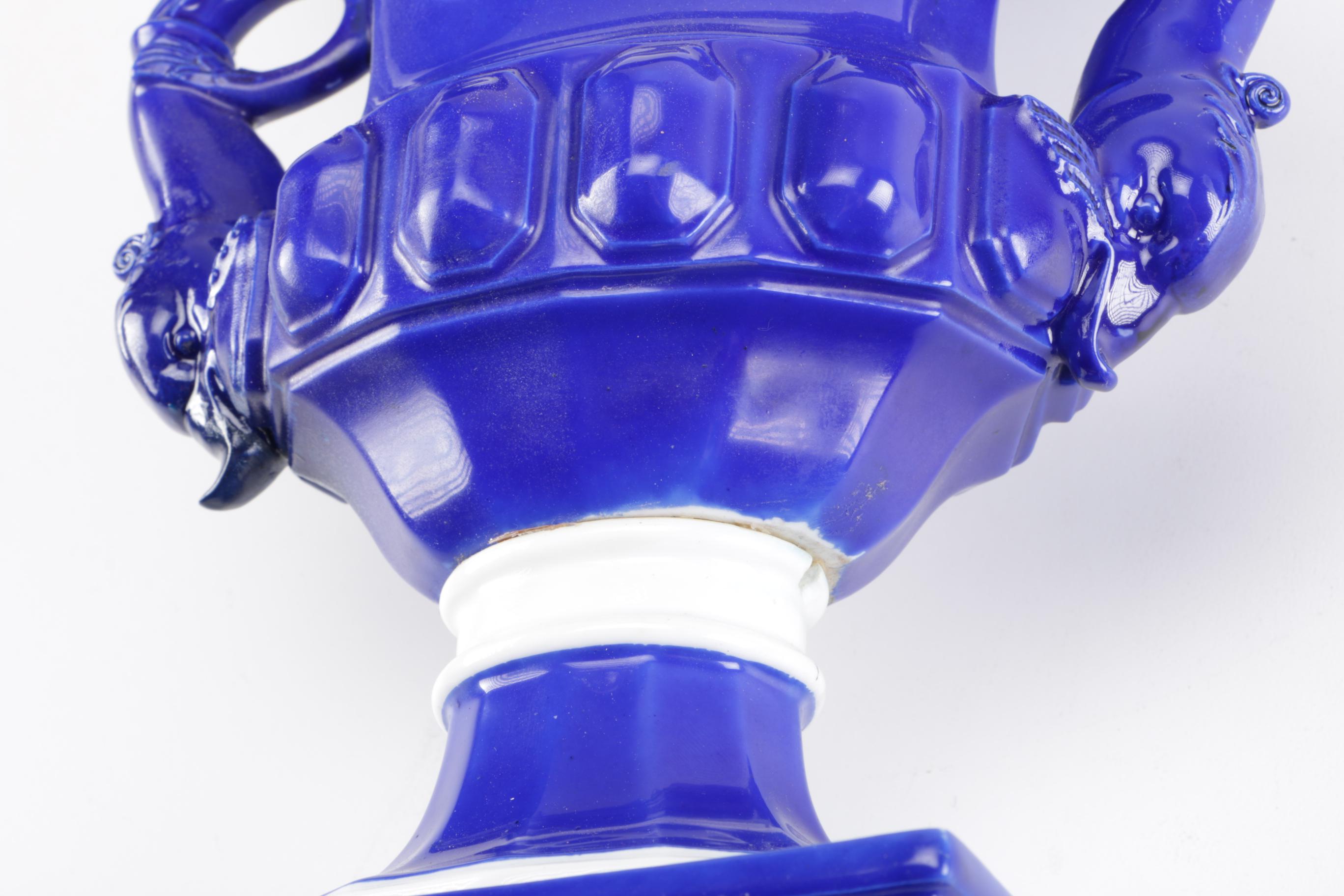 Blue and White Porcelain Pedestal Vase