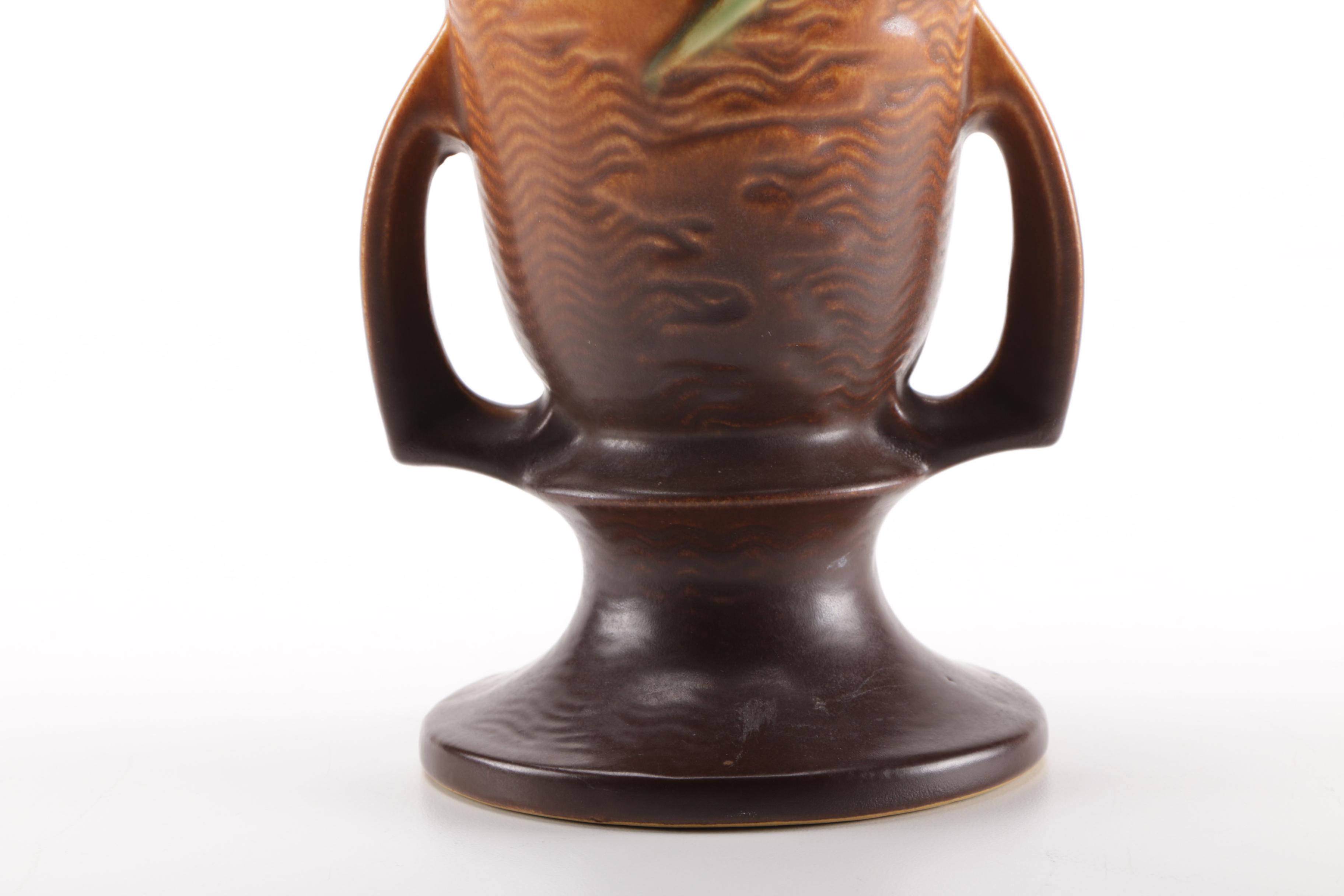 Roseville "Freesia Tangerine" Handled Vase