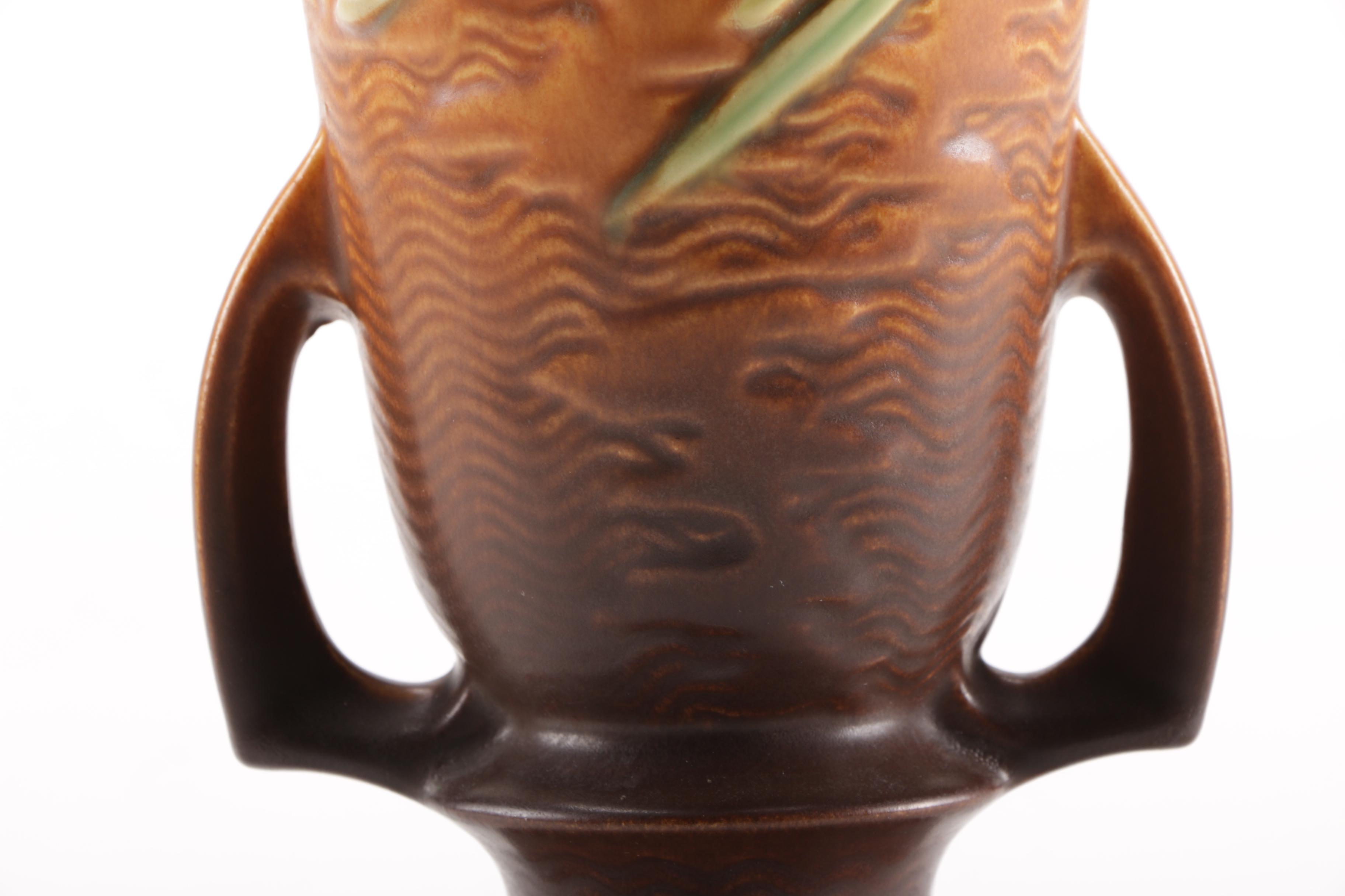 Roseville "Freesia Tangerine" Handled Vase