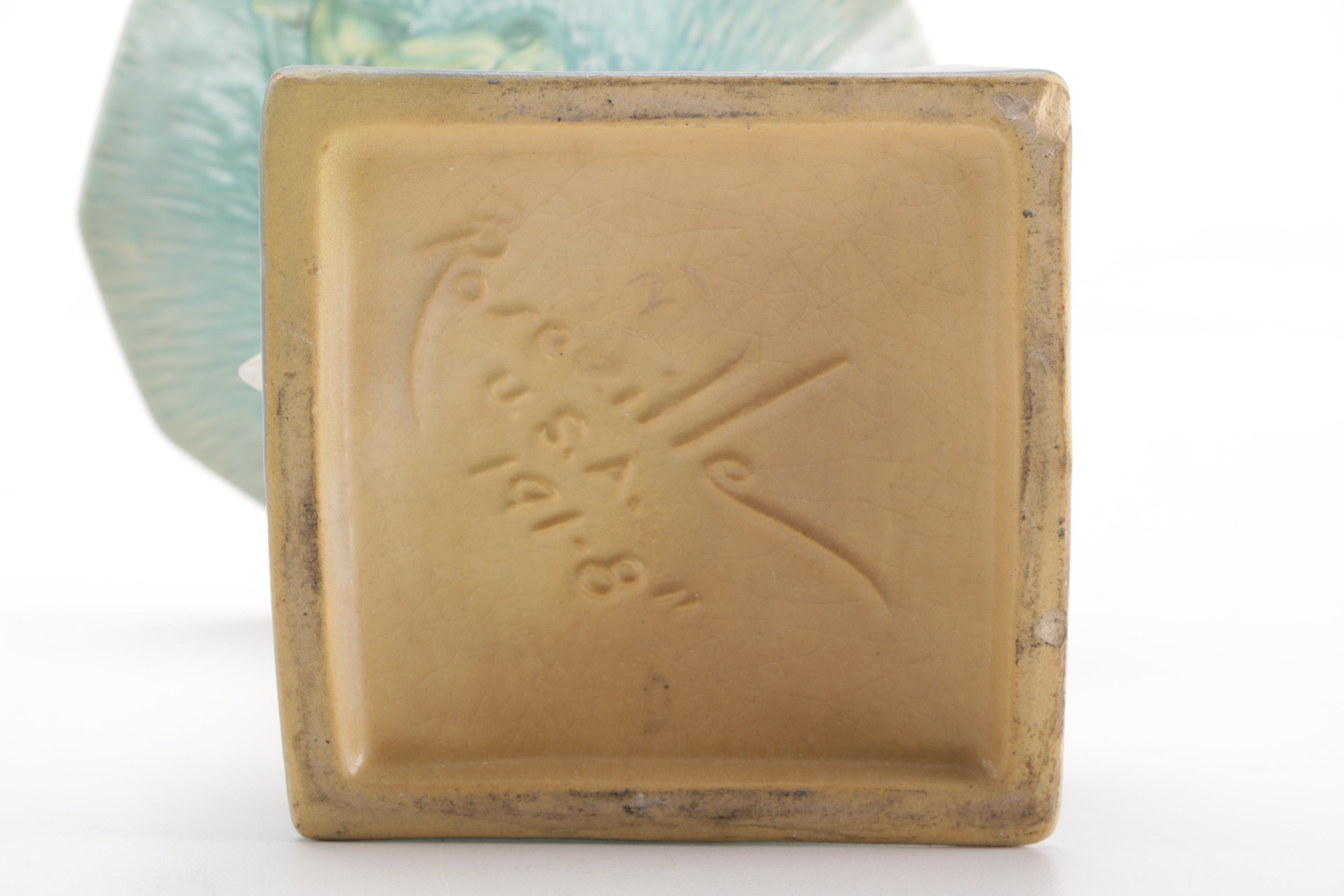 Roseville "Clematis Blue" Cornucopia Vase