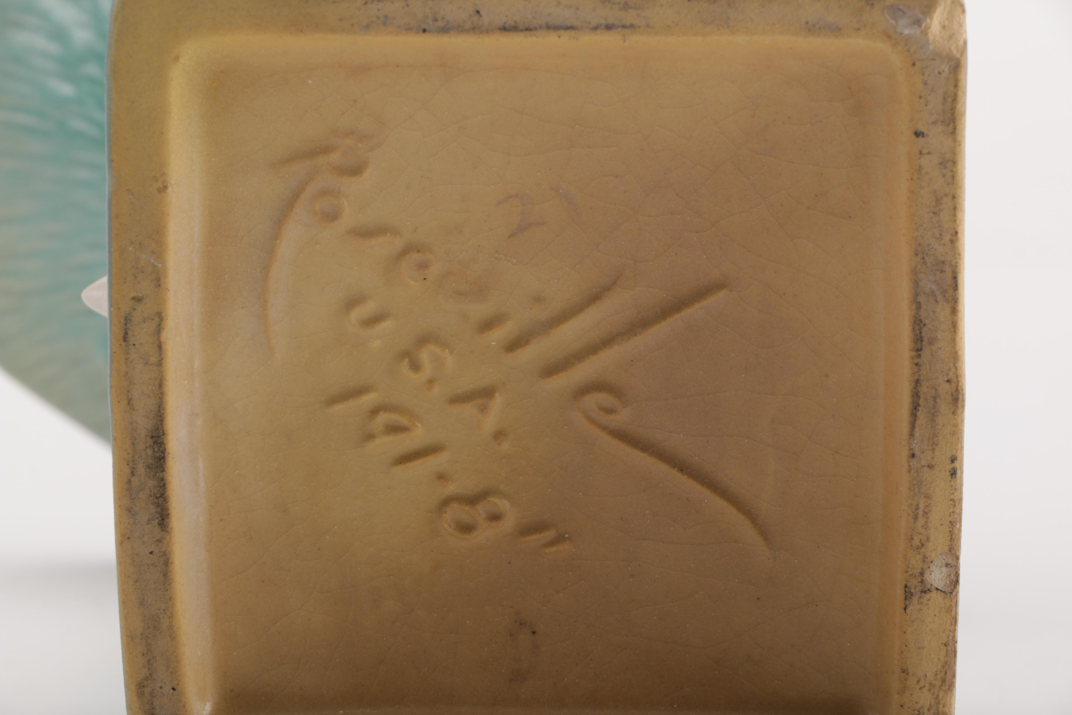 Roseville "Clematis Blue" Cornucopia Vase