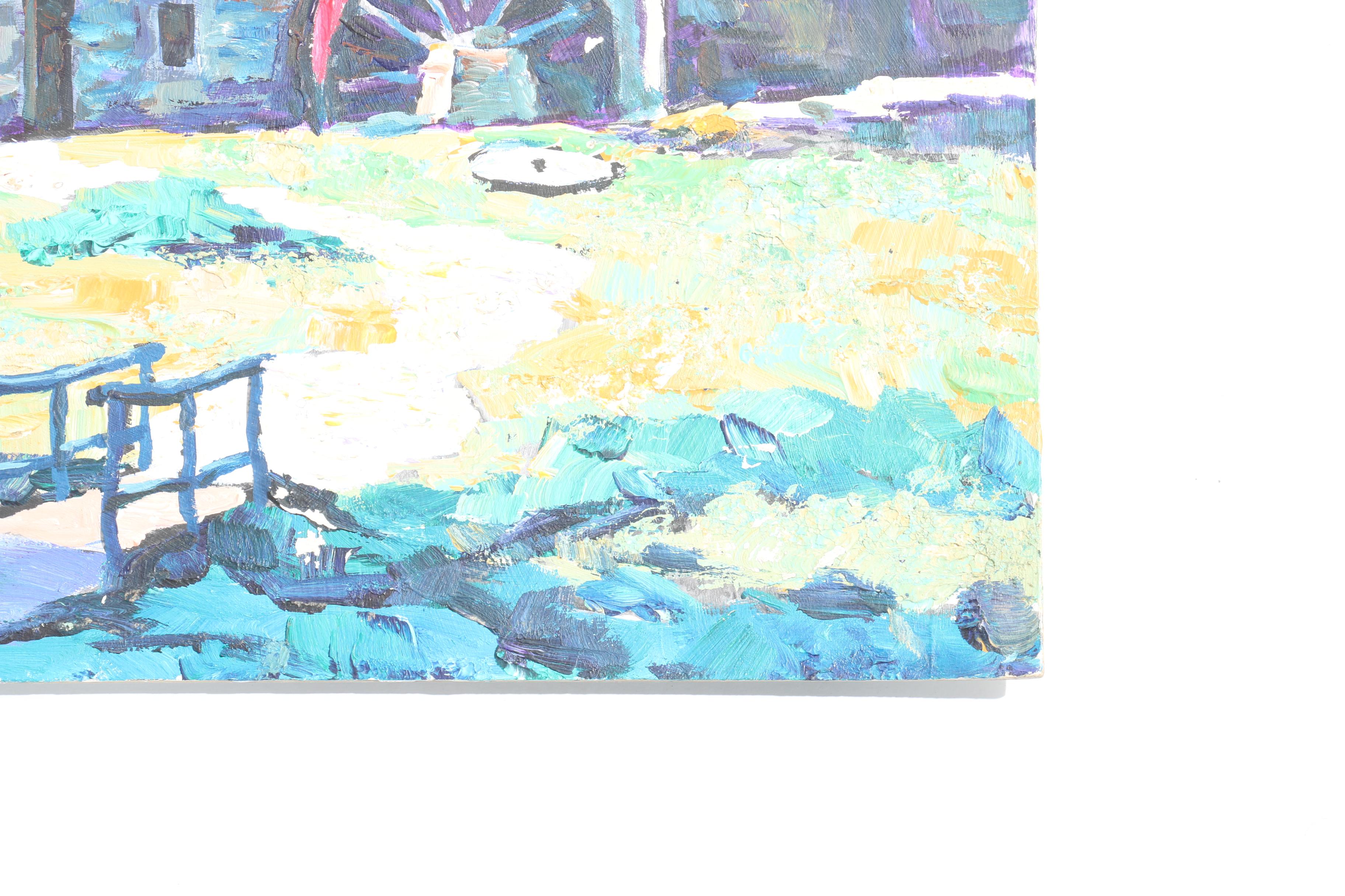 Attributed to Lucian Lupinski Oil Painting of a Water Mill