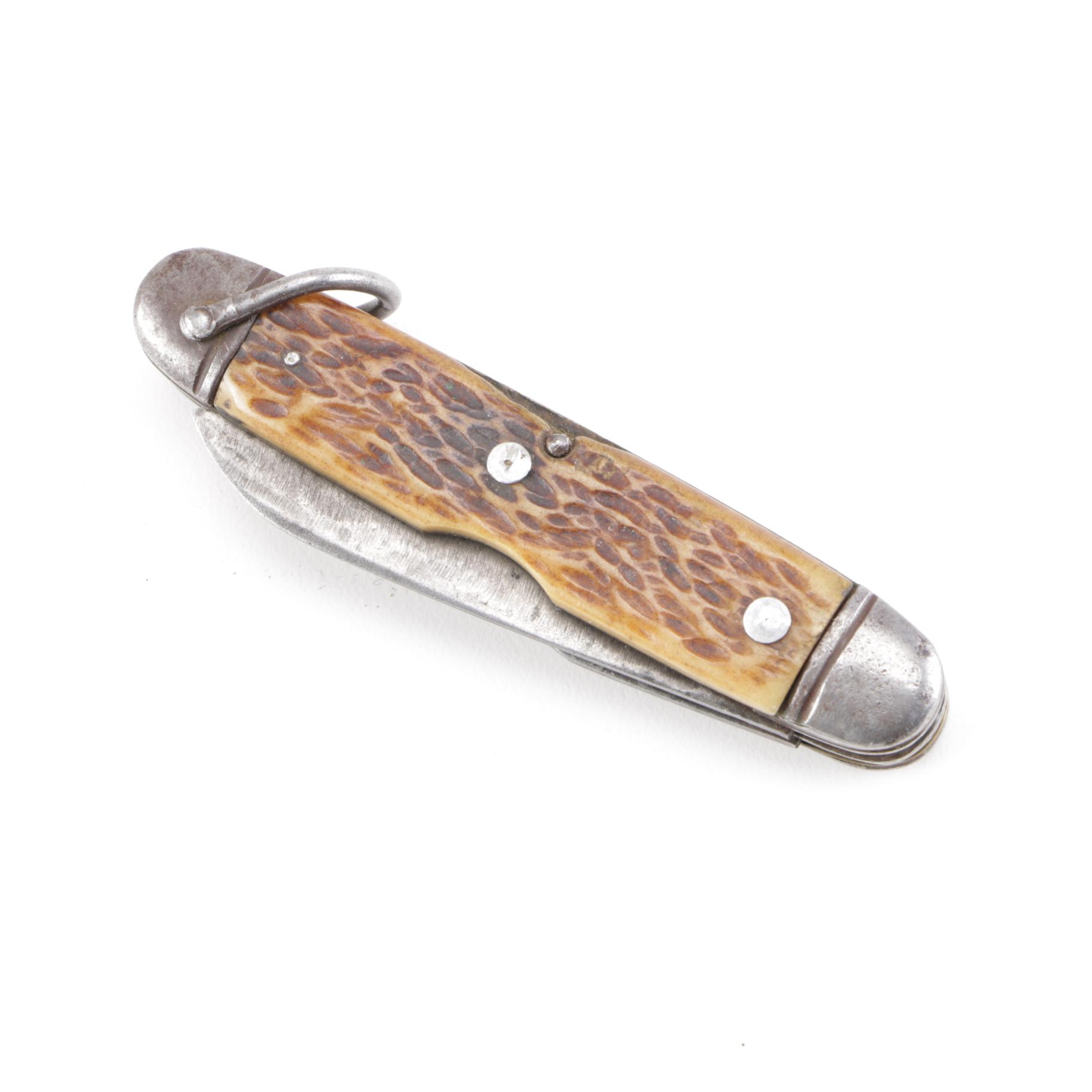 WWII Army Camillus Bone Pocket Knife