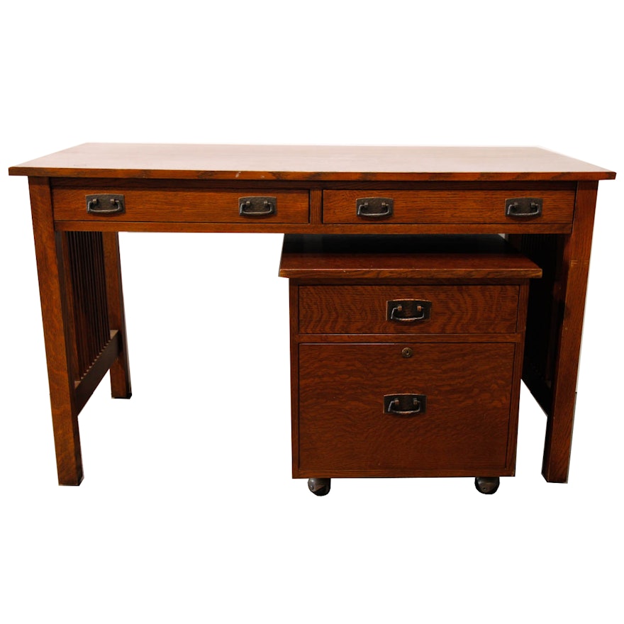 Contemporary Mission Style Desk and File Cabinet by Stickley