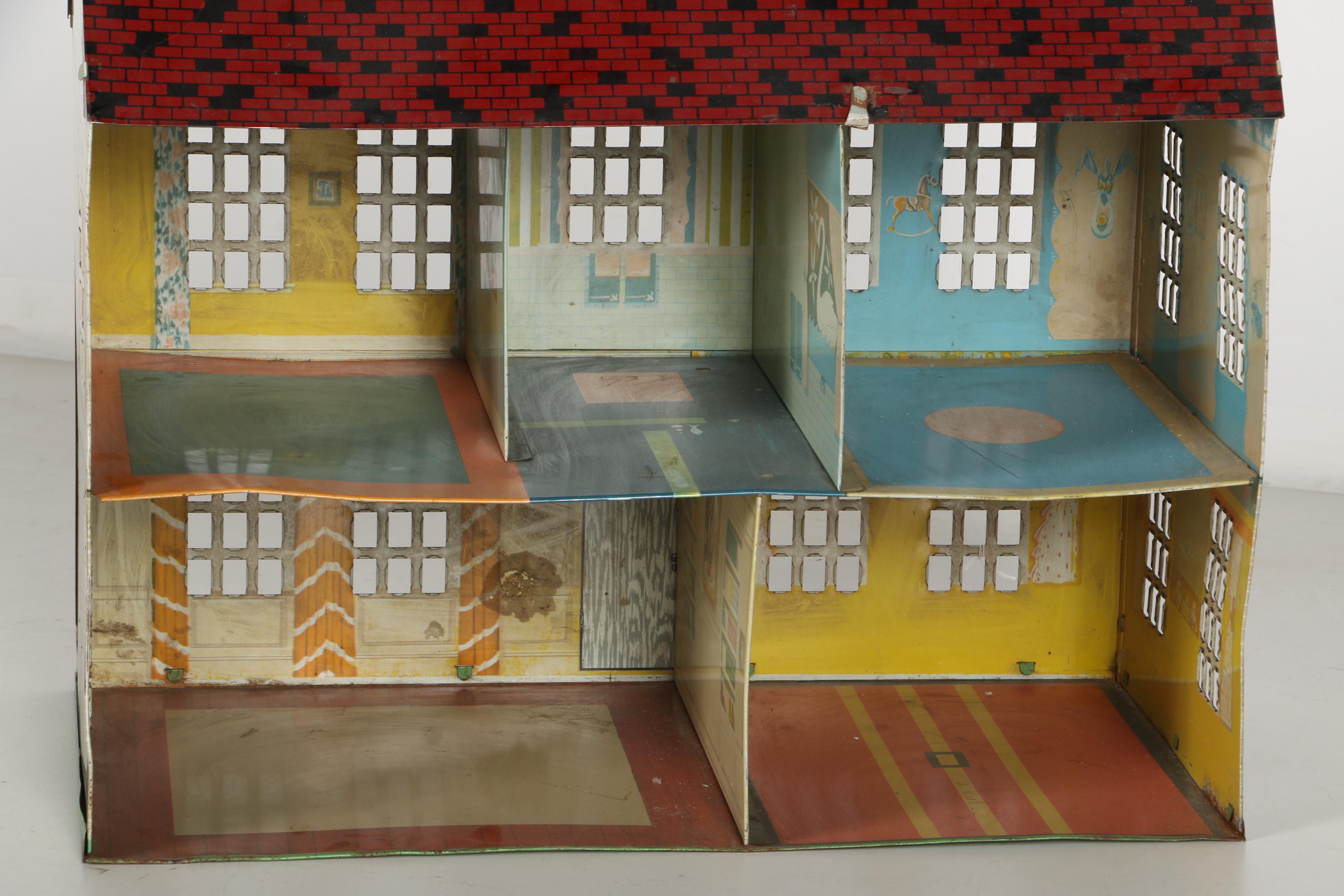 1948 F.W. Woodworth Playsteel Tin-Litho Doll House