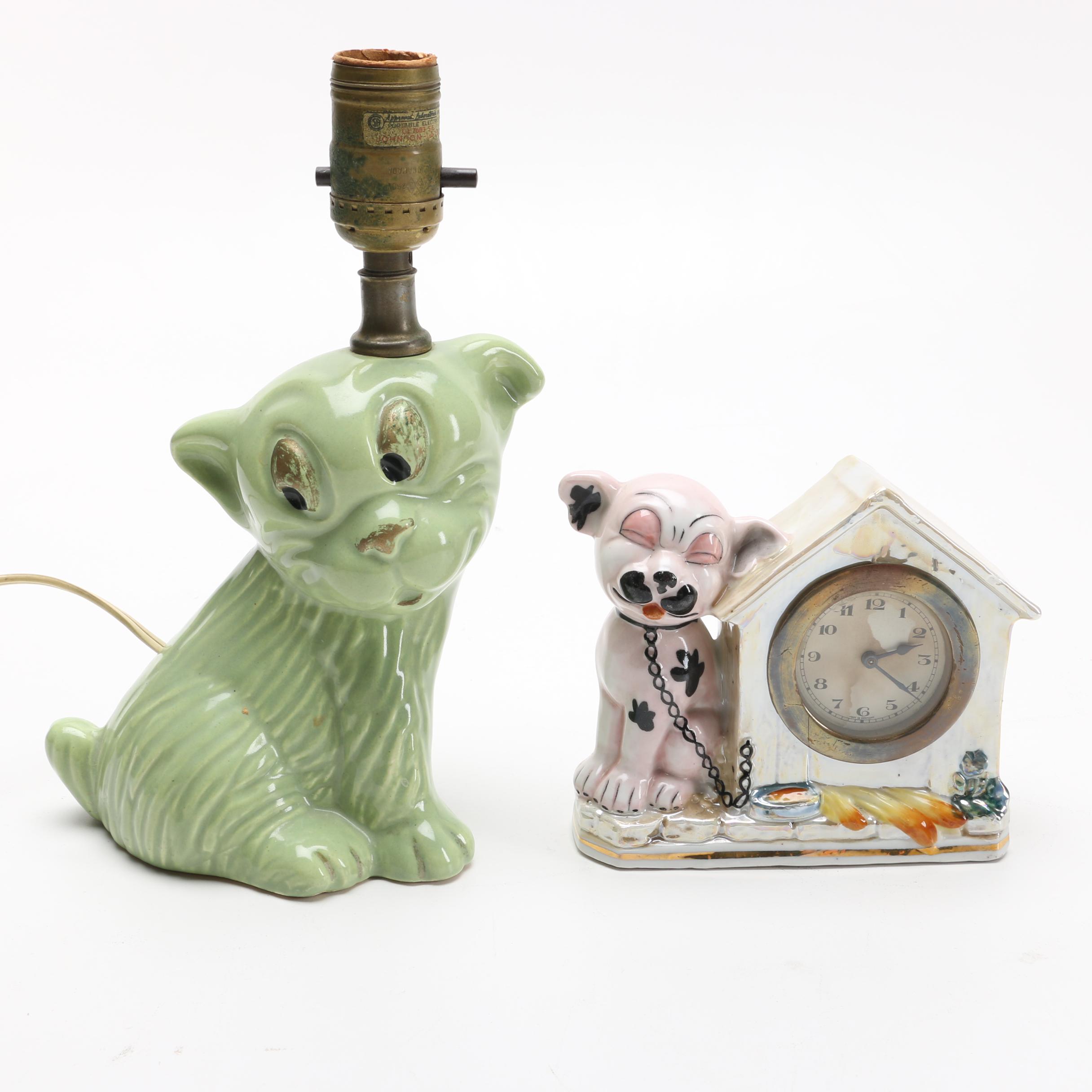 Novelty Vintage Dog Lamp And Clock