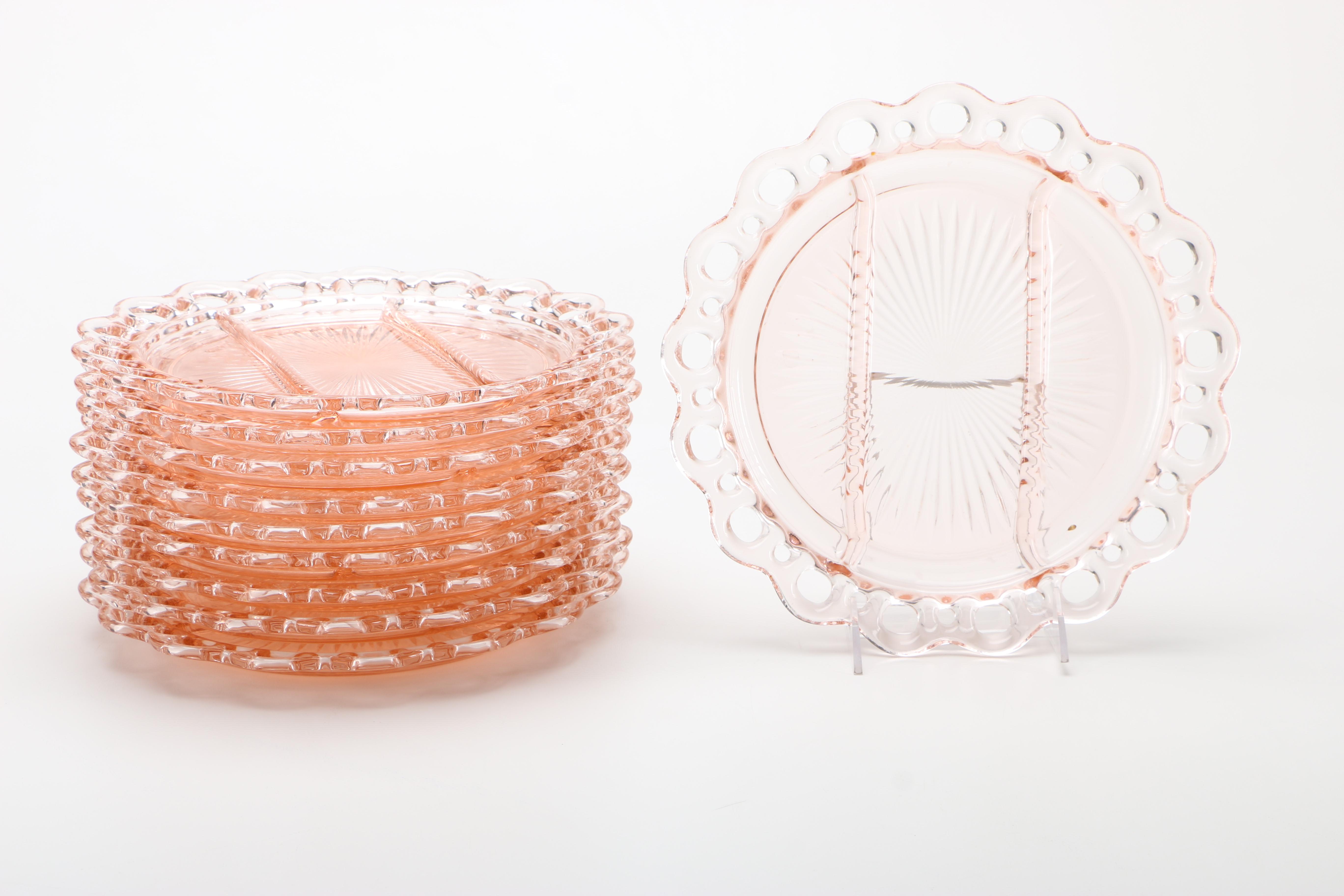 Pink Depression Glassware Featuring "Rosaline" Spiral Pattern