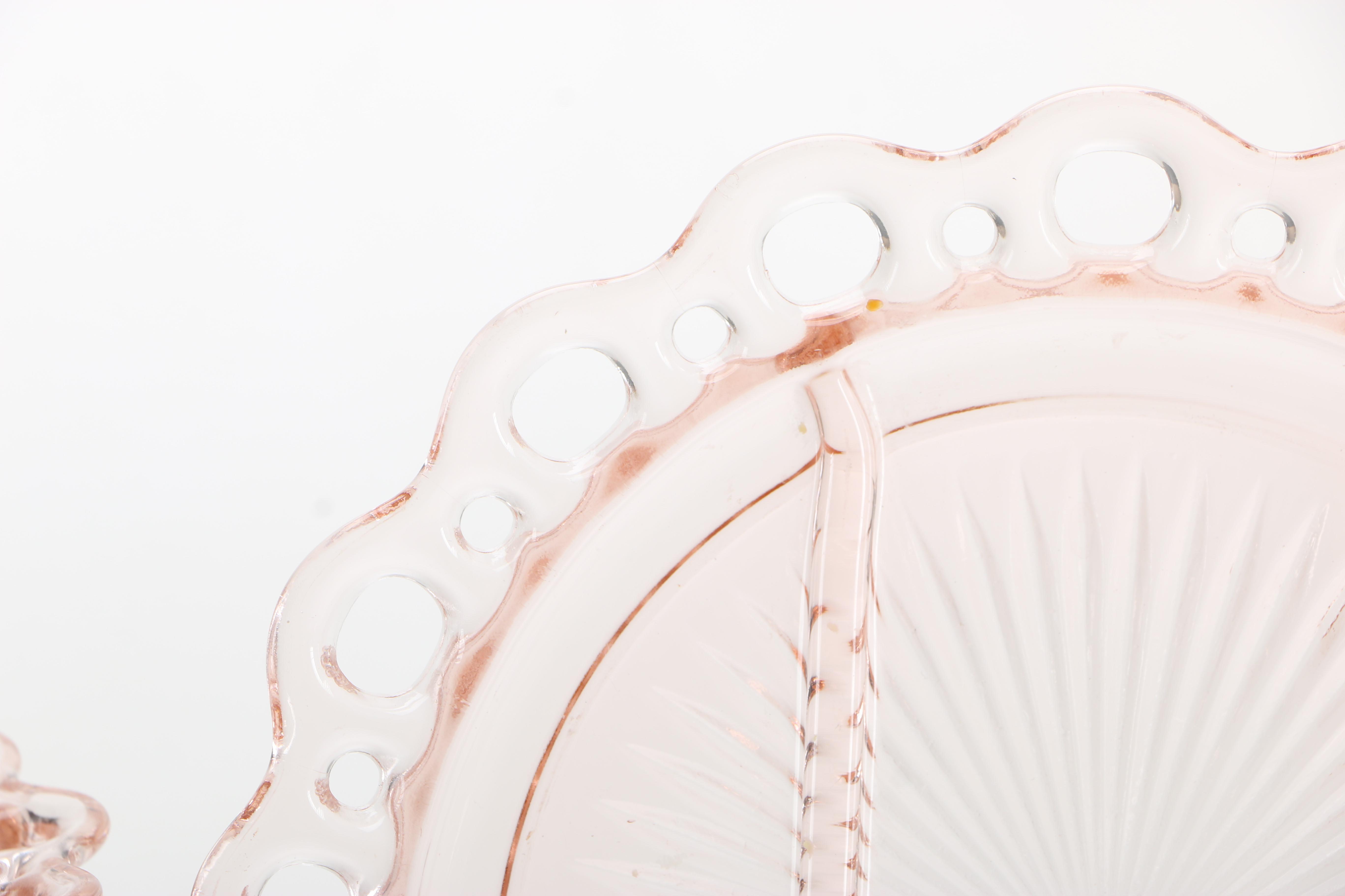 Pink Depression Glassware Featuring "Rosaline" Spiral Pattern