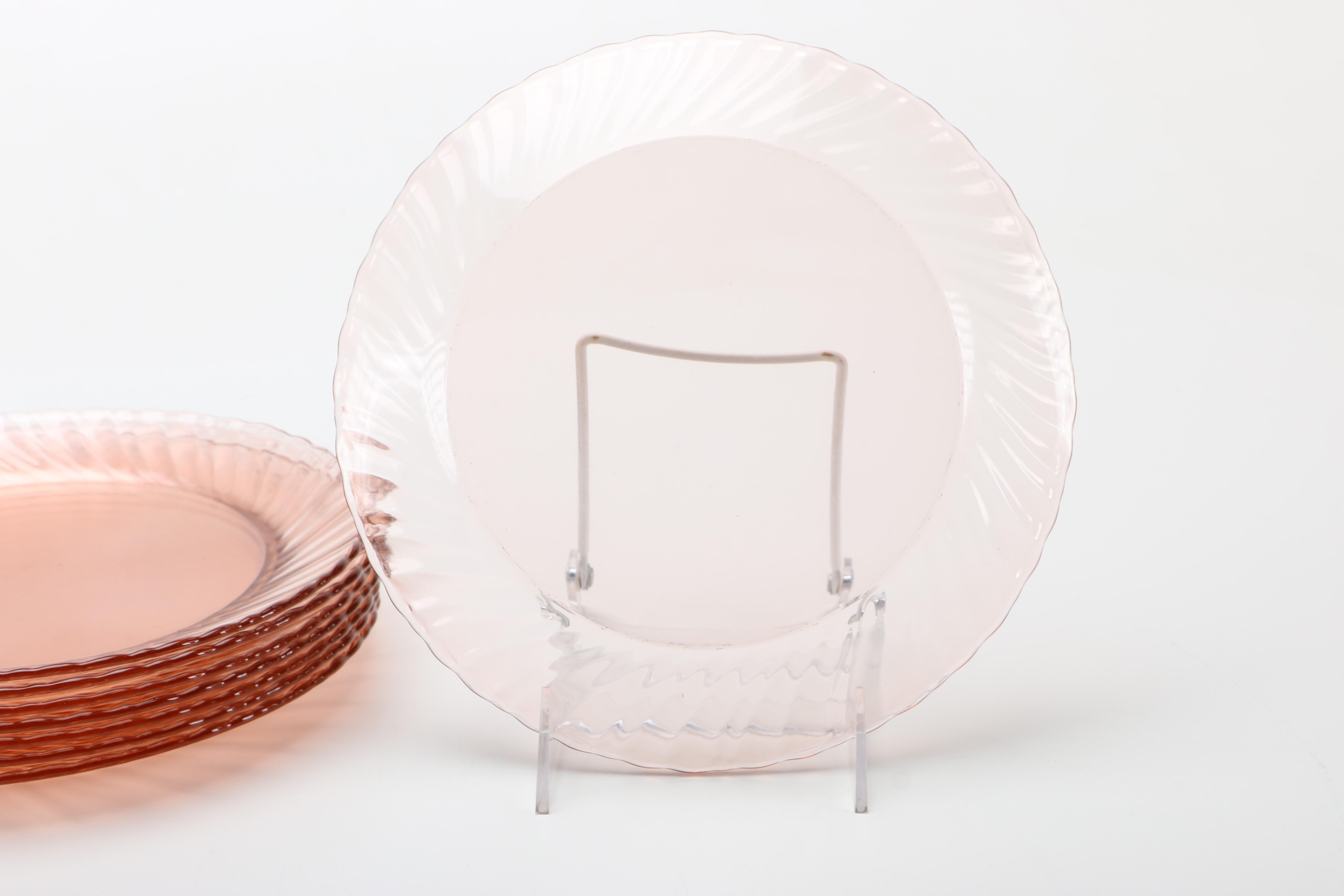Pink Depression Glassware Featuring "Rosaline" Spiral Pattern