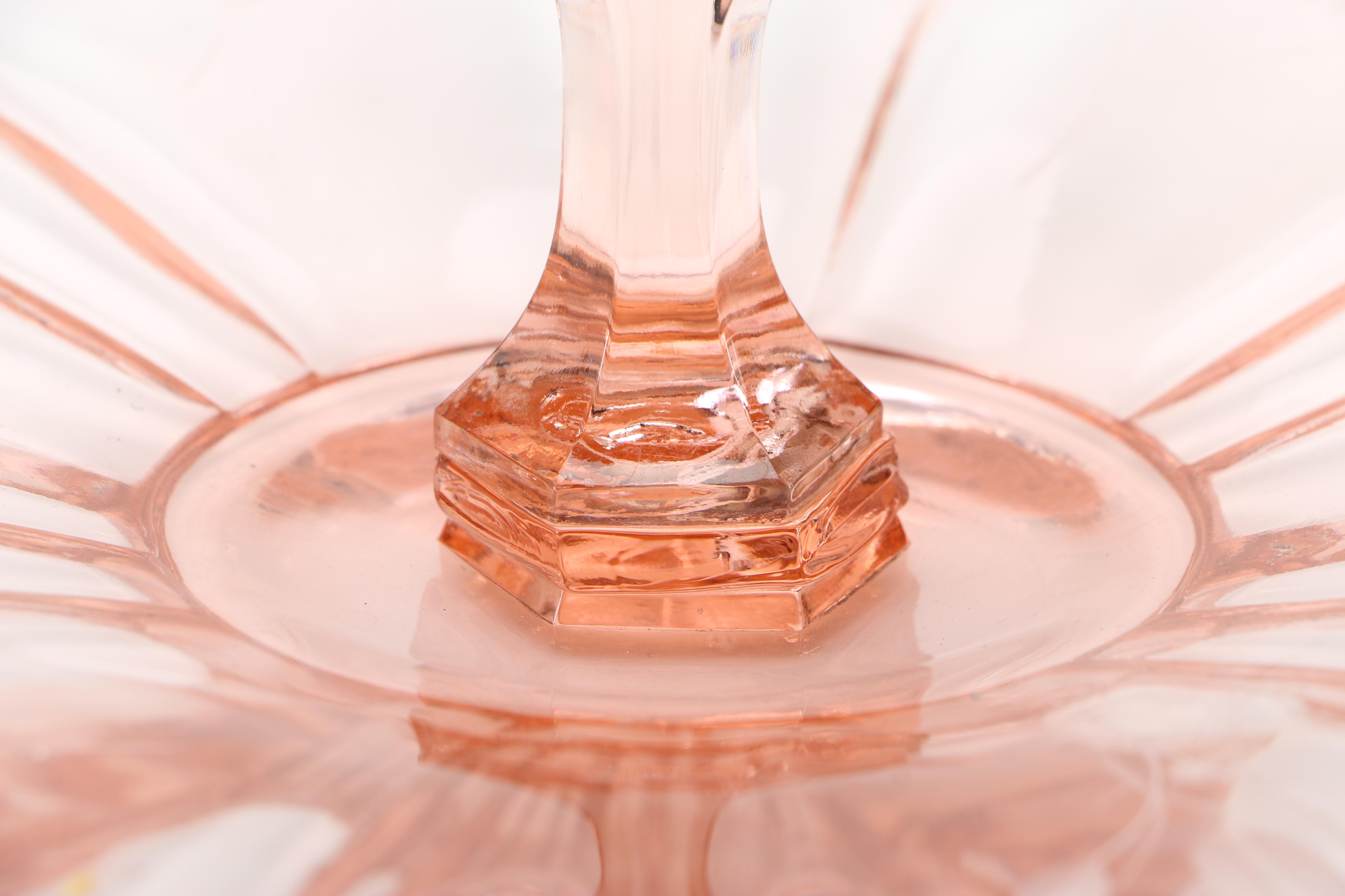 Pink Depression Glassware Featuring "Rosaline" Spiral Pattern