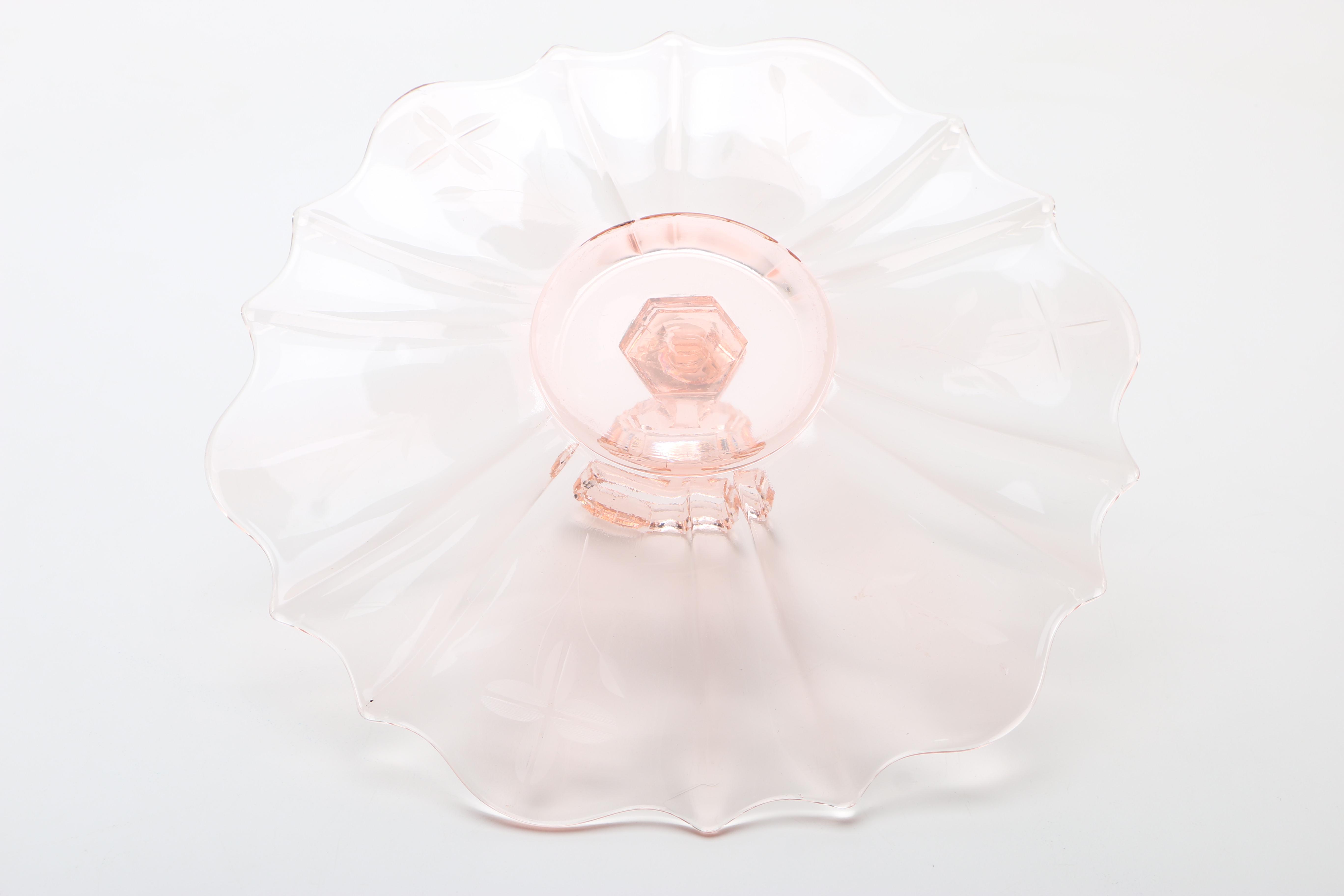 Pink Depression Glassware Featuring "Rosaline" Spiral Pattern