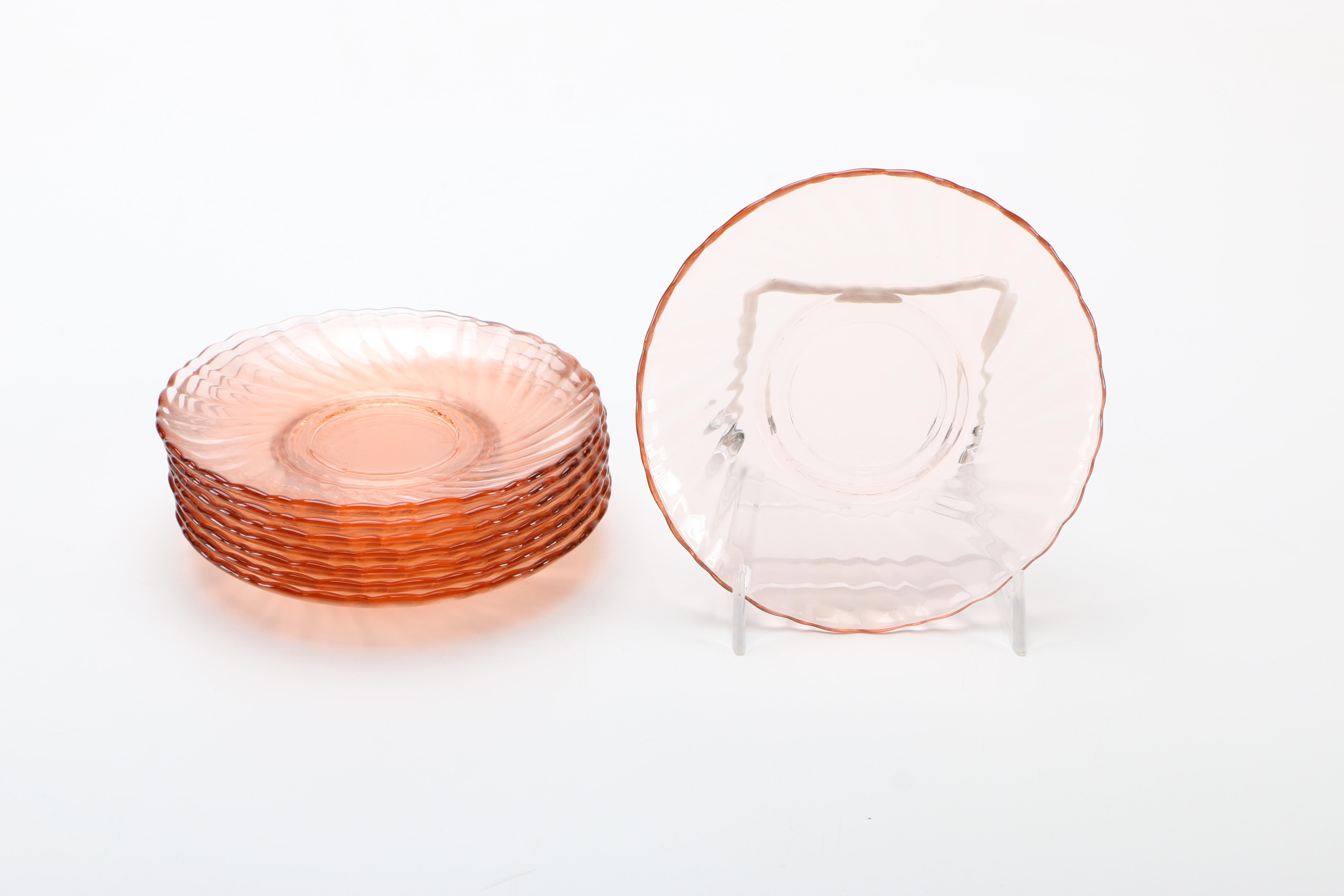 Pink Depression Glassware Featuring "Rosaline" Spiral Pattern