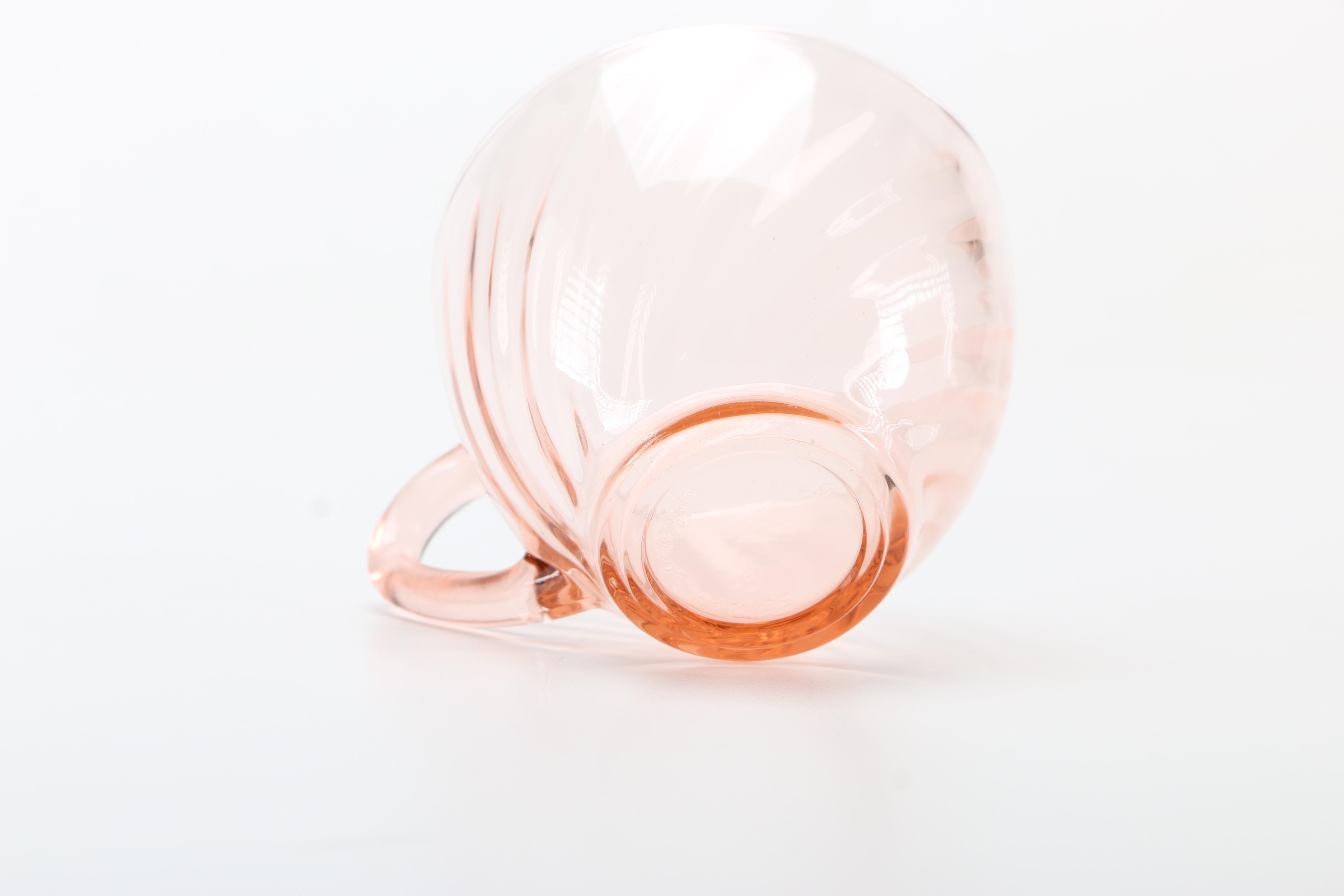 Pink Depression Glassware Featuring "Rosaline" Spiral Pattern