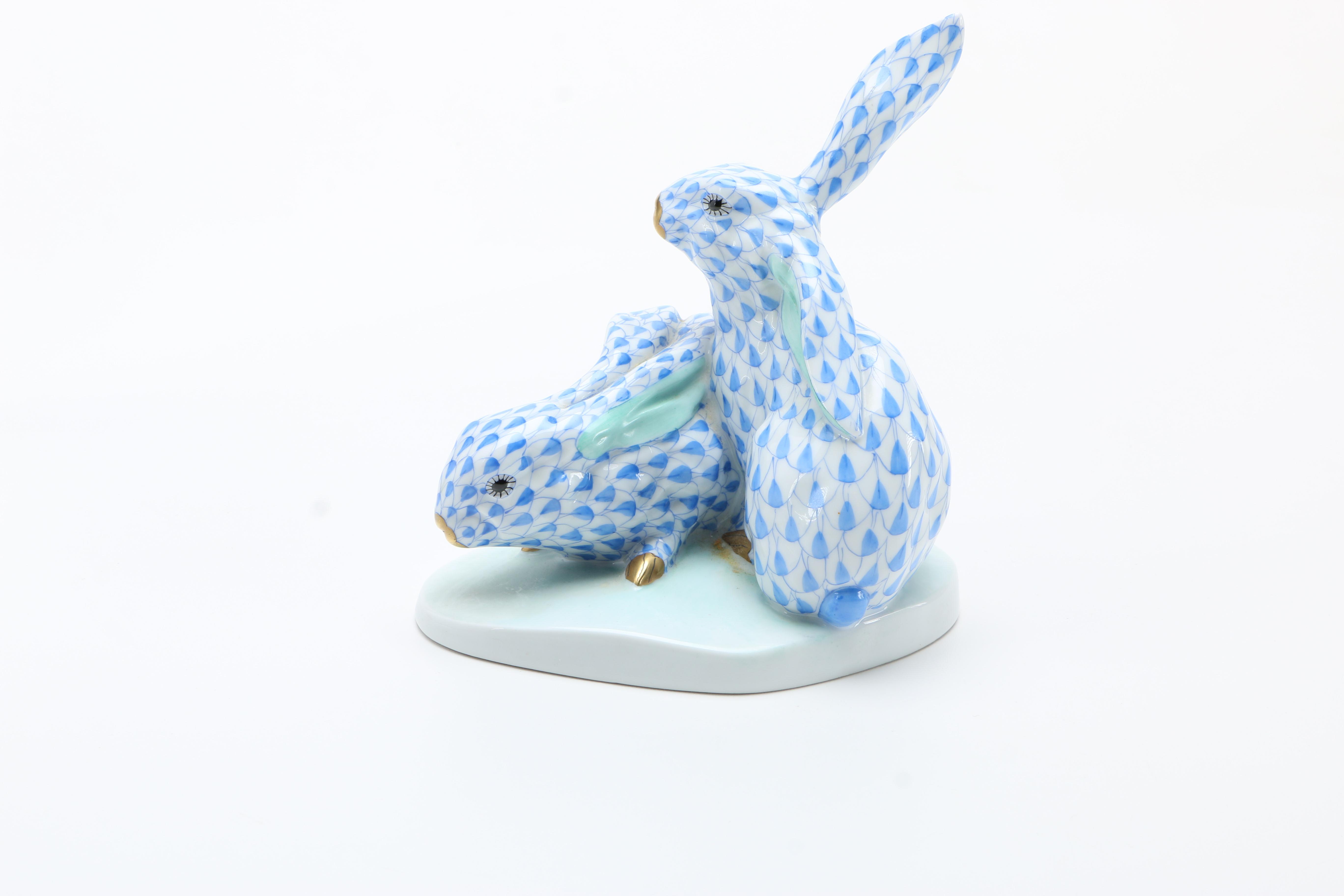 Herend Pair of Rabbit Figures