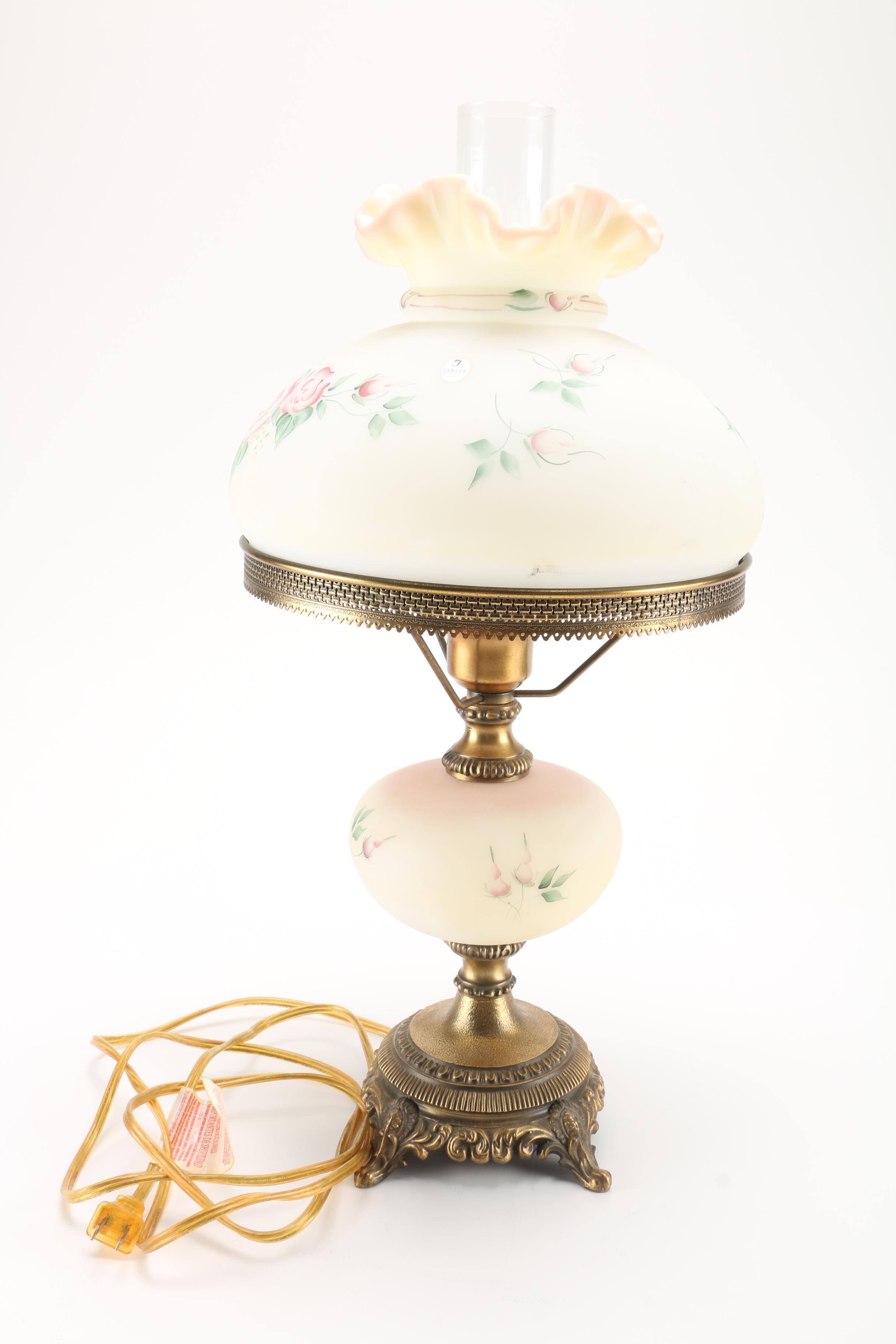 Fenton Hurricane Lamp and Books