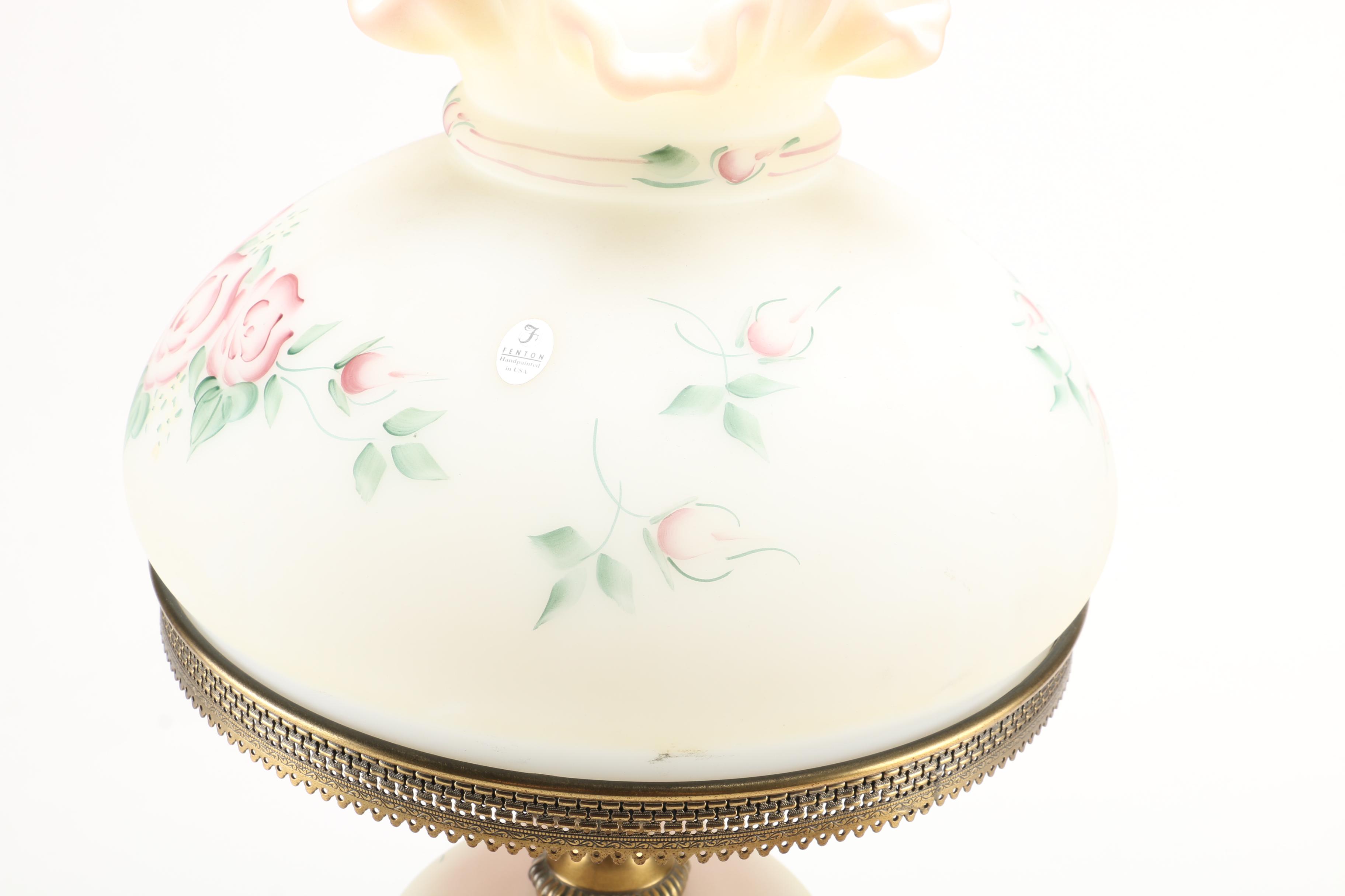 Fenton Hurricane Lamp and Books