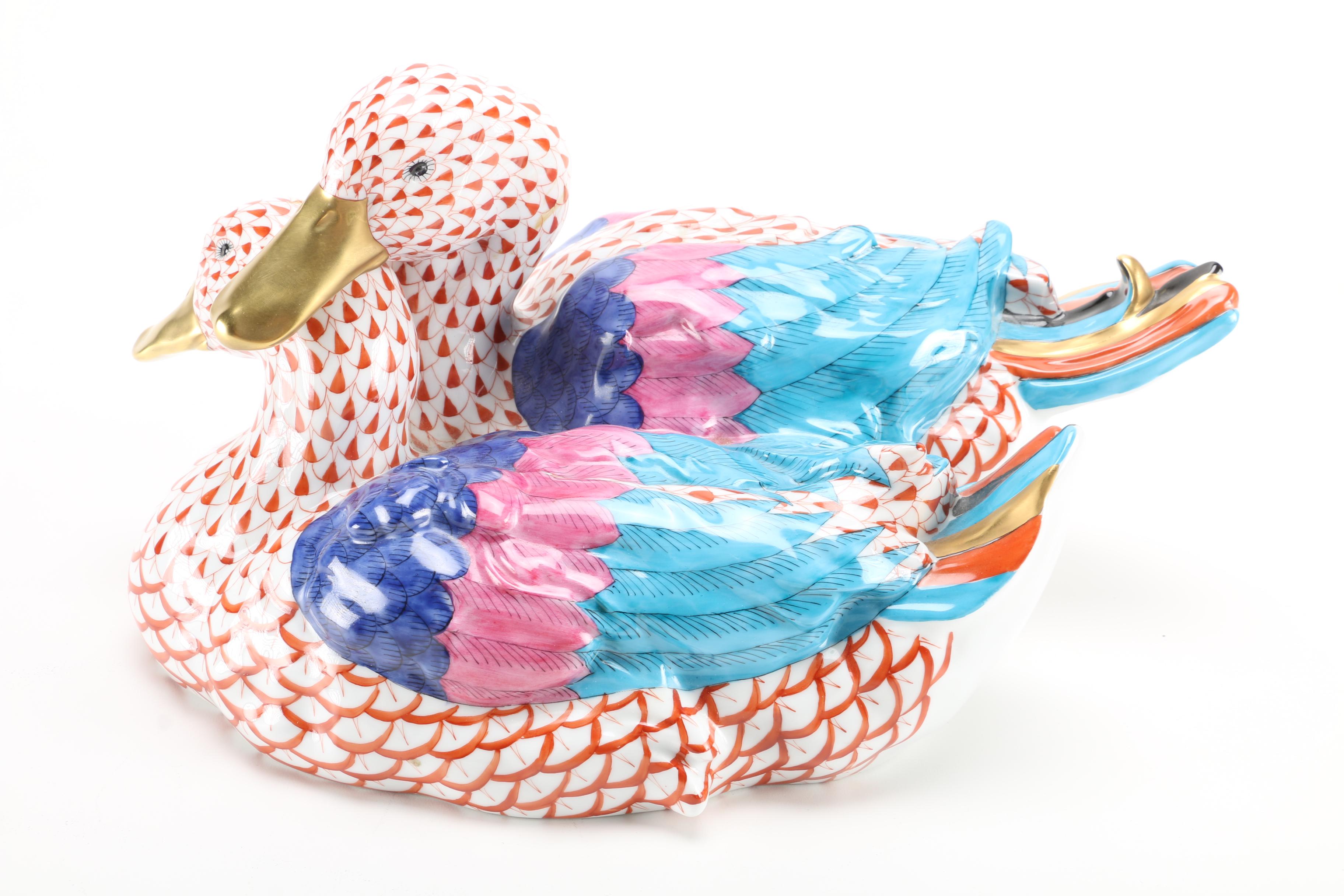 Herend Hungary Duck Pair Figurine