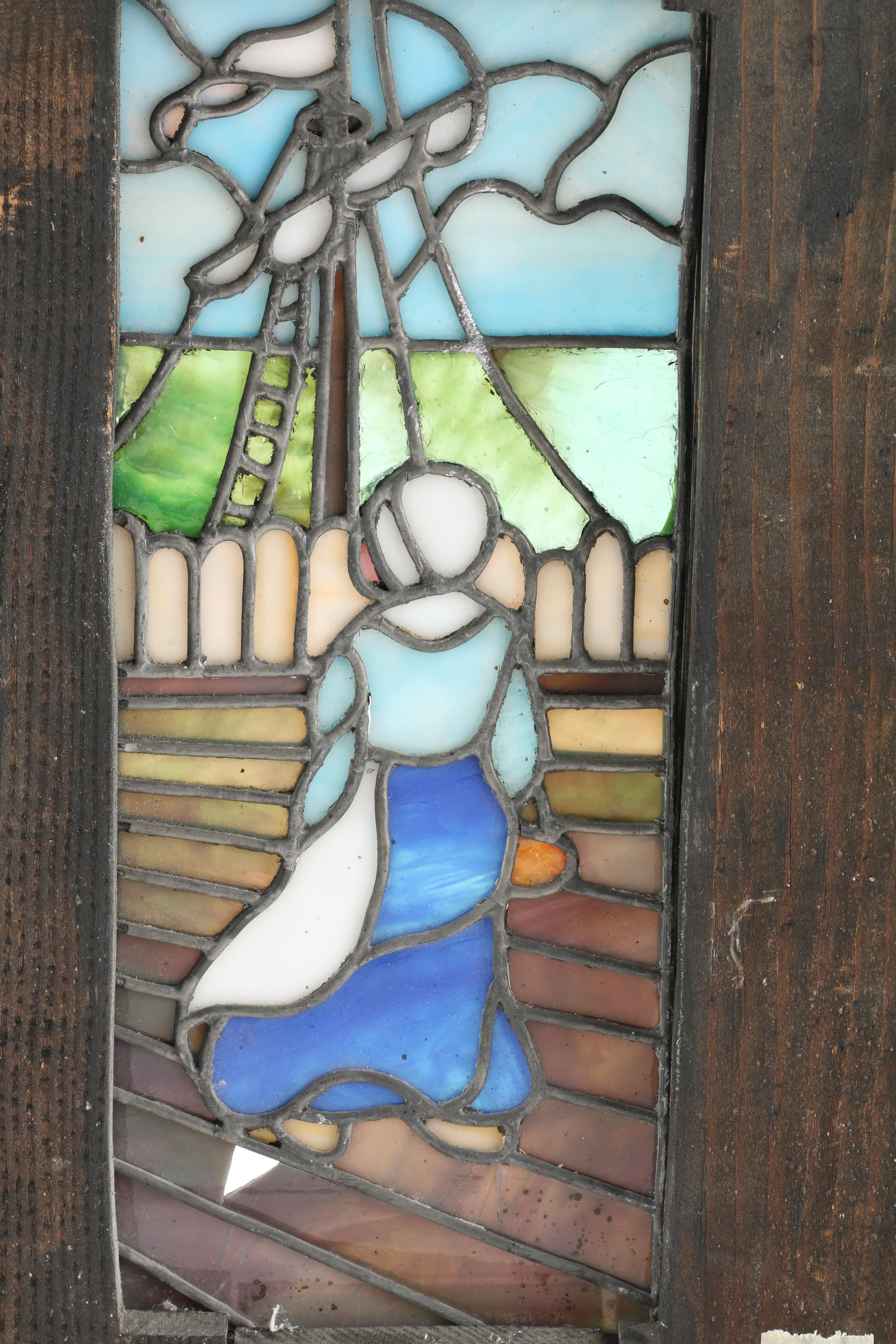 Stained Glass Panel of Windmill