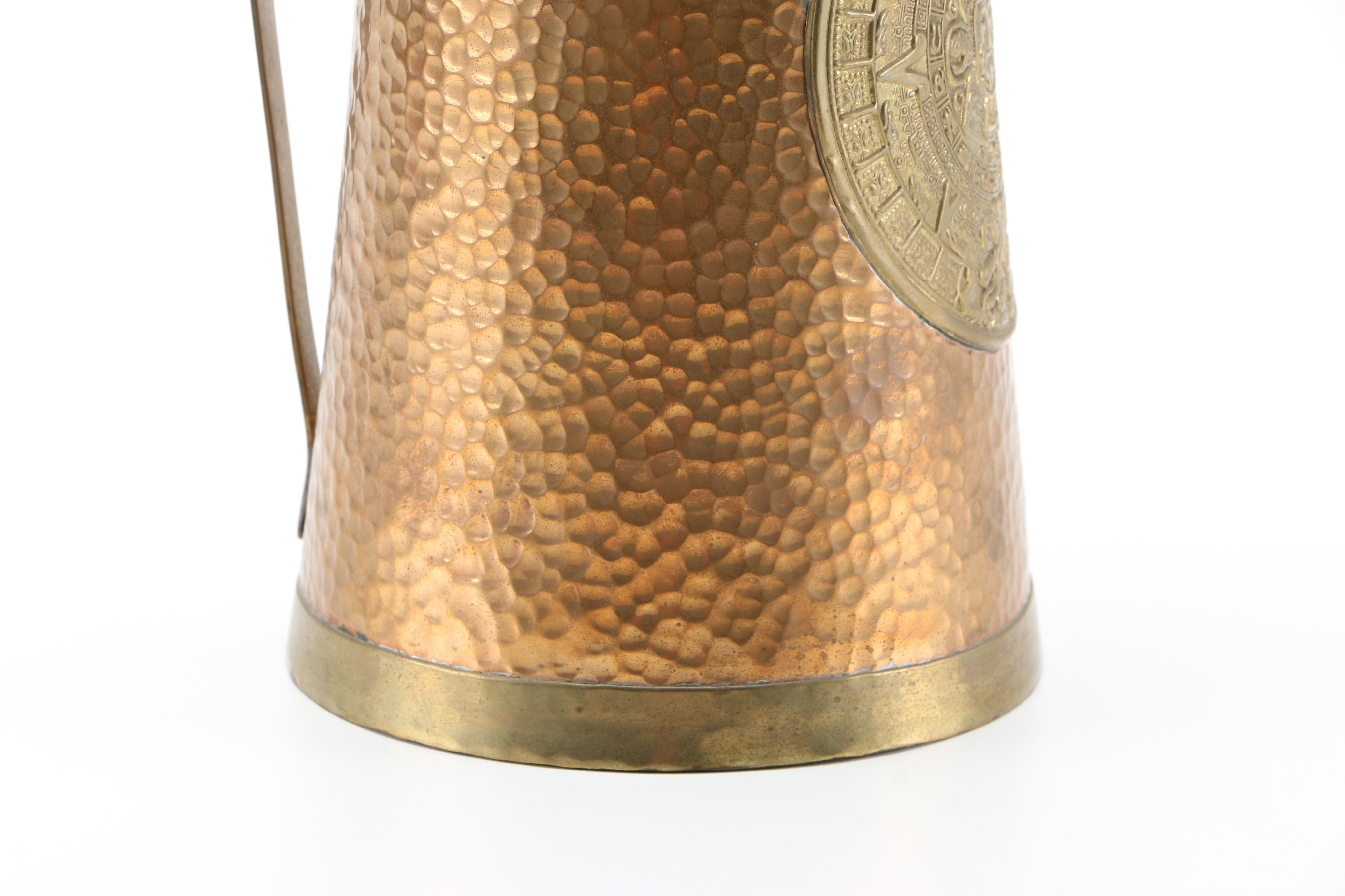 Copper Pitcher with Mayan Calendar