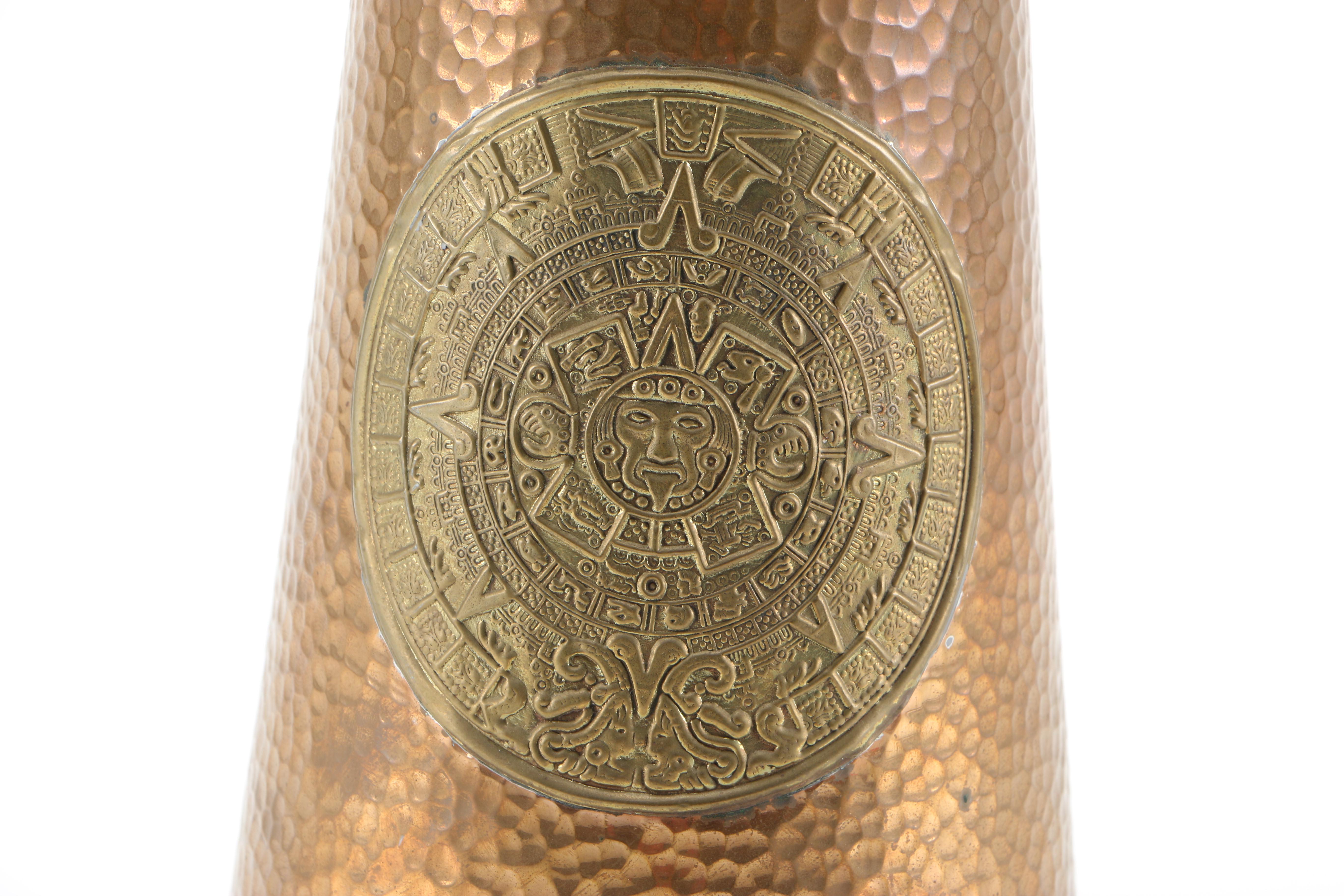 Copper Pitcher with Mayan Calendar