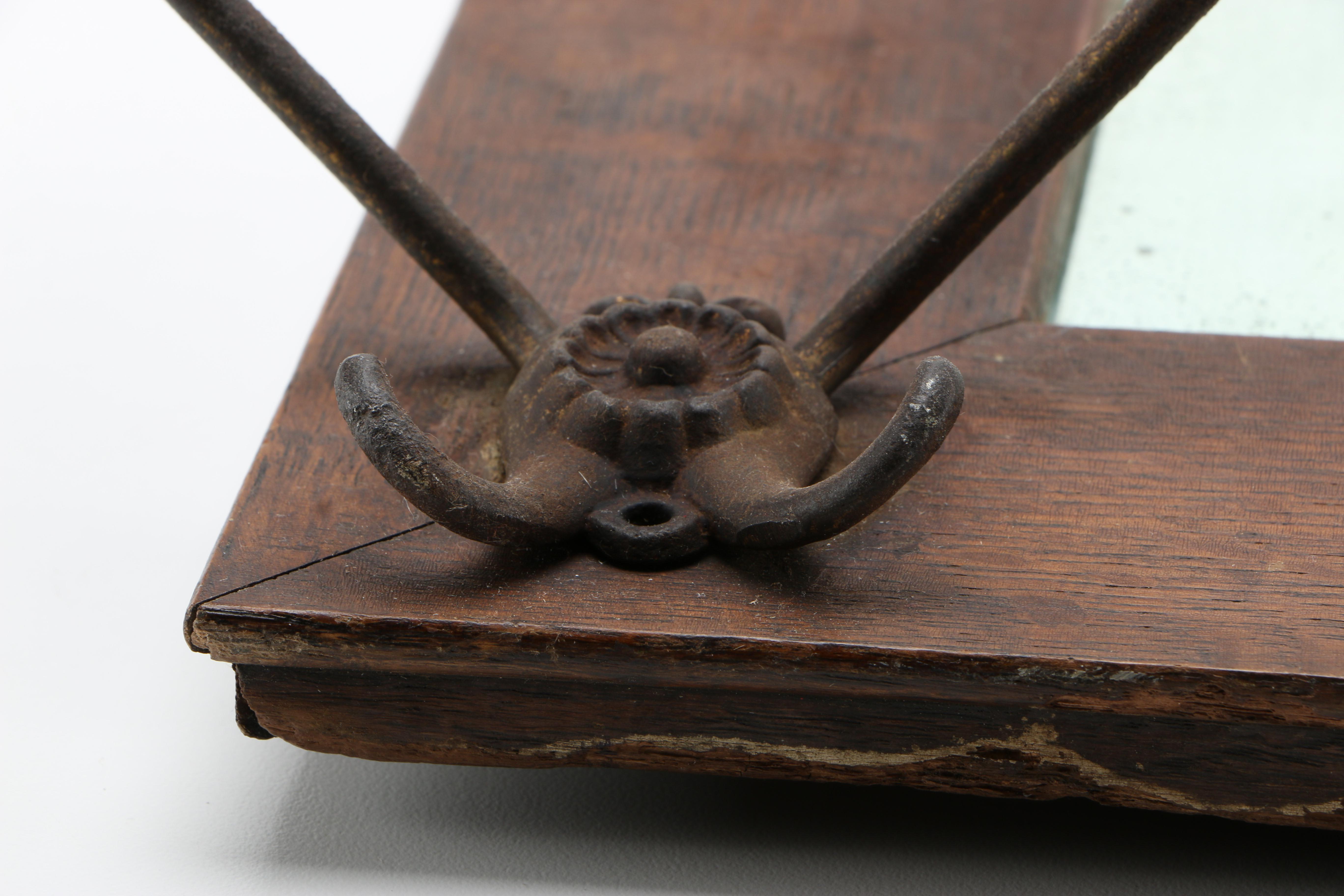 Wooden Mirror With Hooks