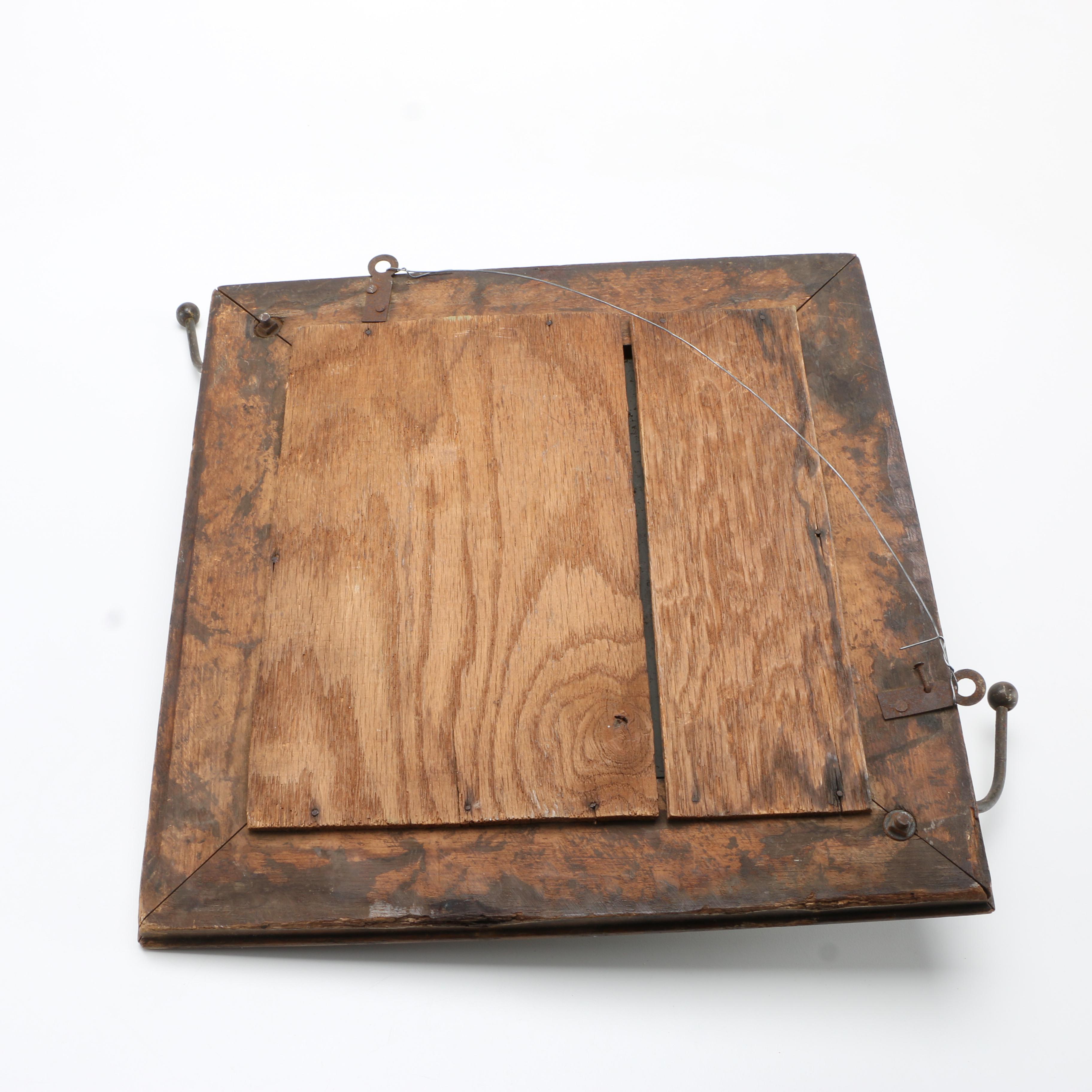 Wooden Mirror With Hooks