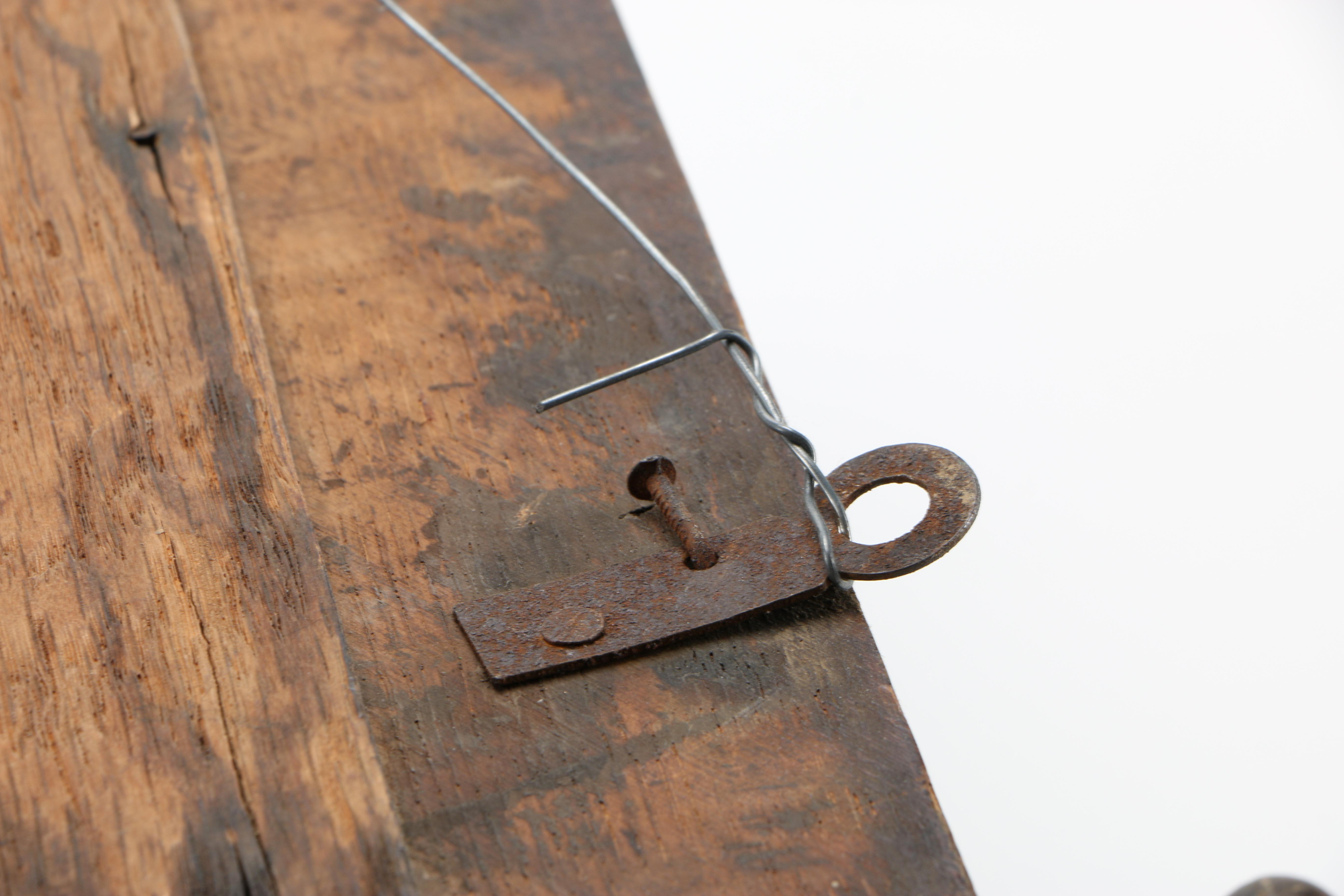 Wooden Mirror With Hooks
