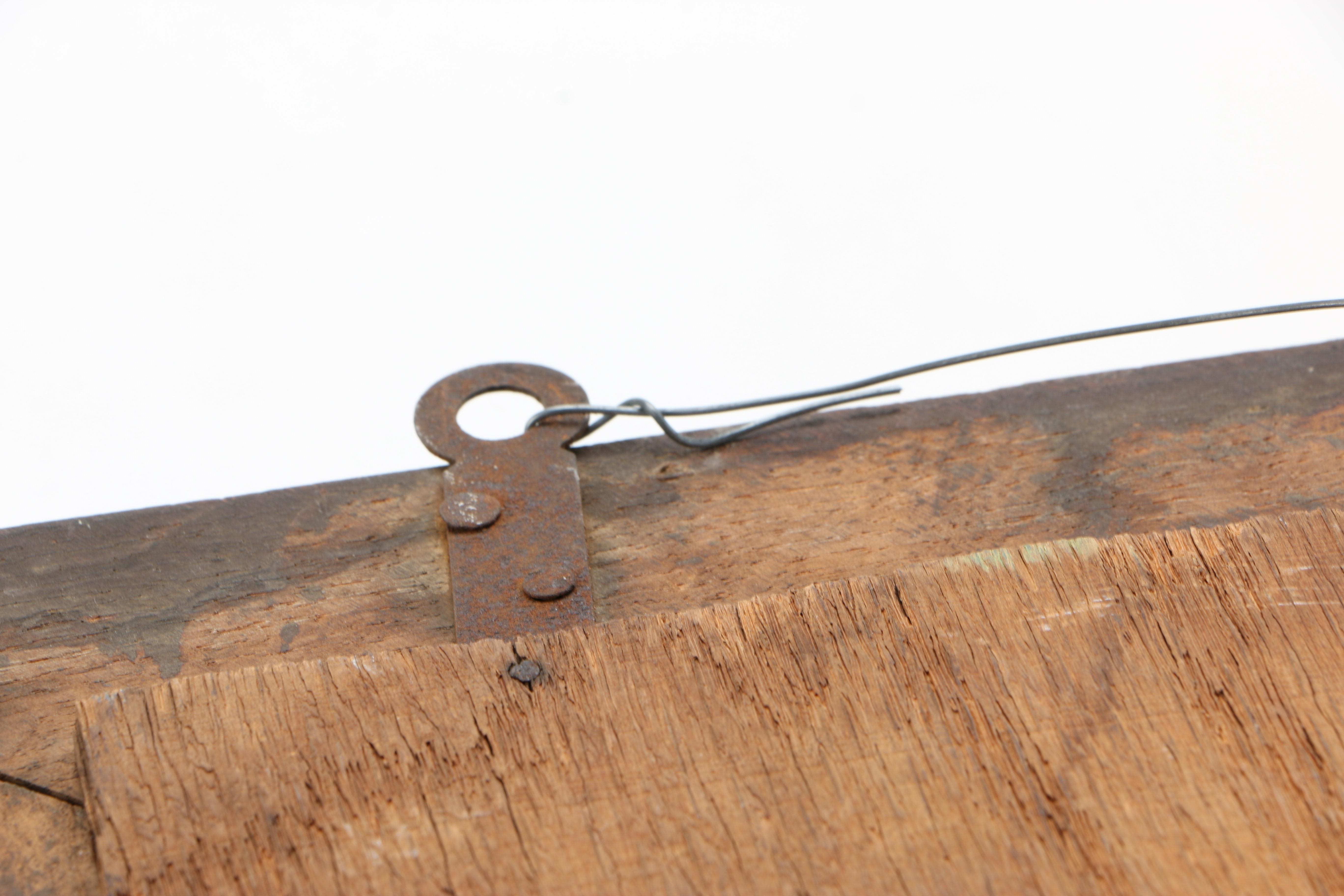 Wooden Mirror With Hooks