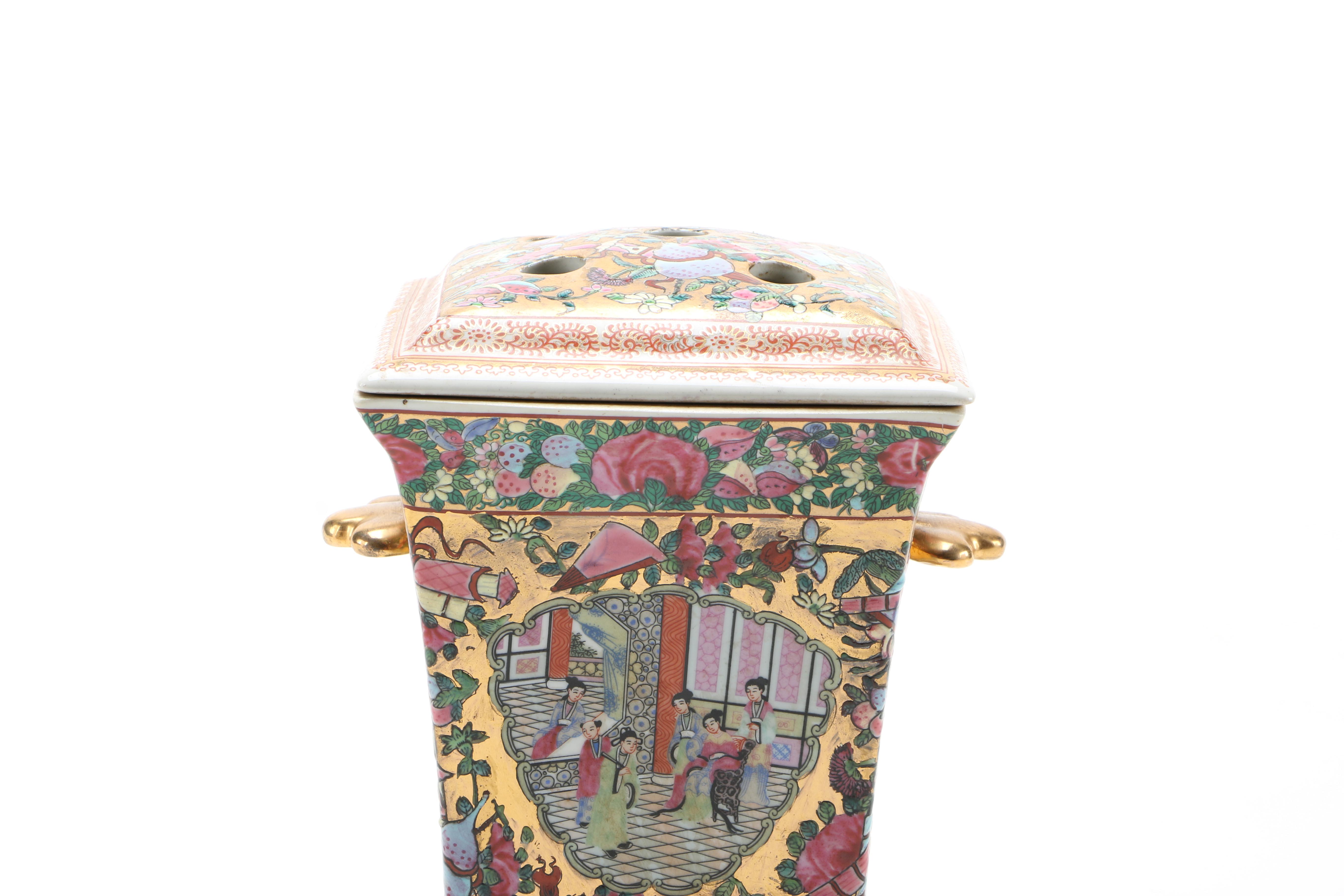 Circa 1960s Chinese Rose Medallion Style Porcelain Bough Pots