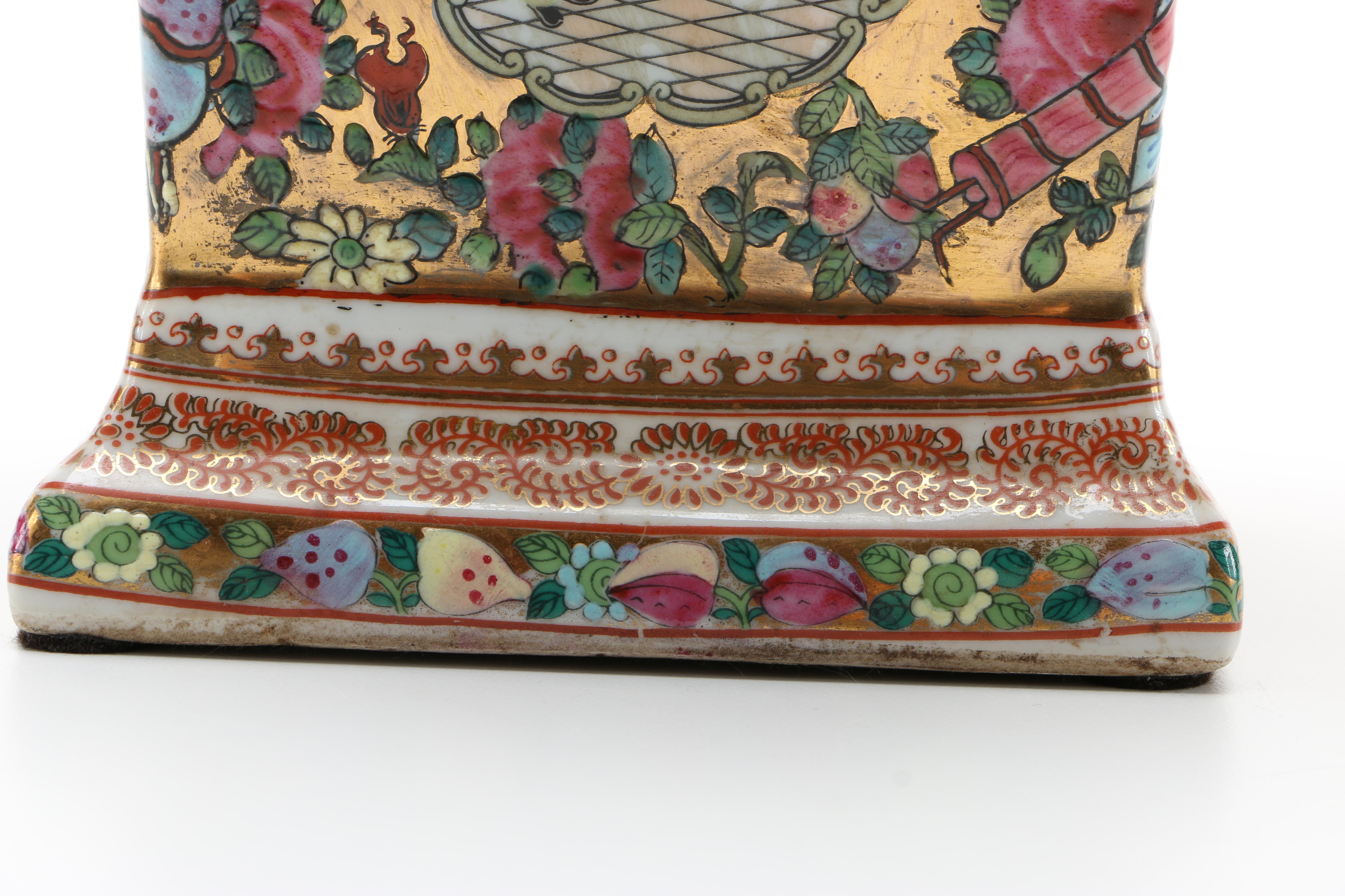 Circa 1960s Chinese Rose Medallion Style Porcelain Bough Pots