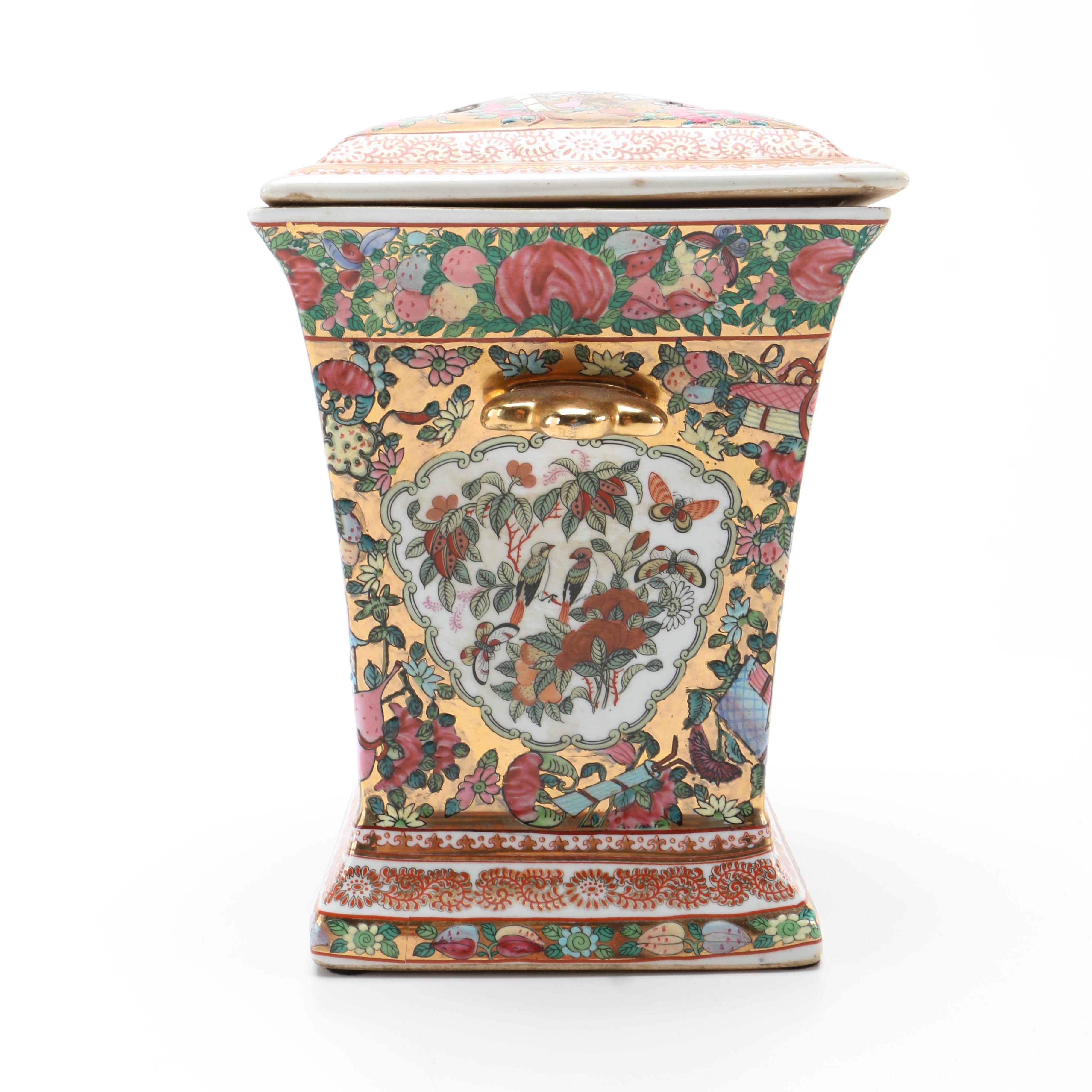 Circa 1960s Chinese Rose Medallion Style Porcelain Bough Pots