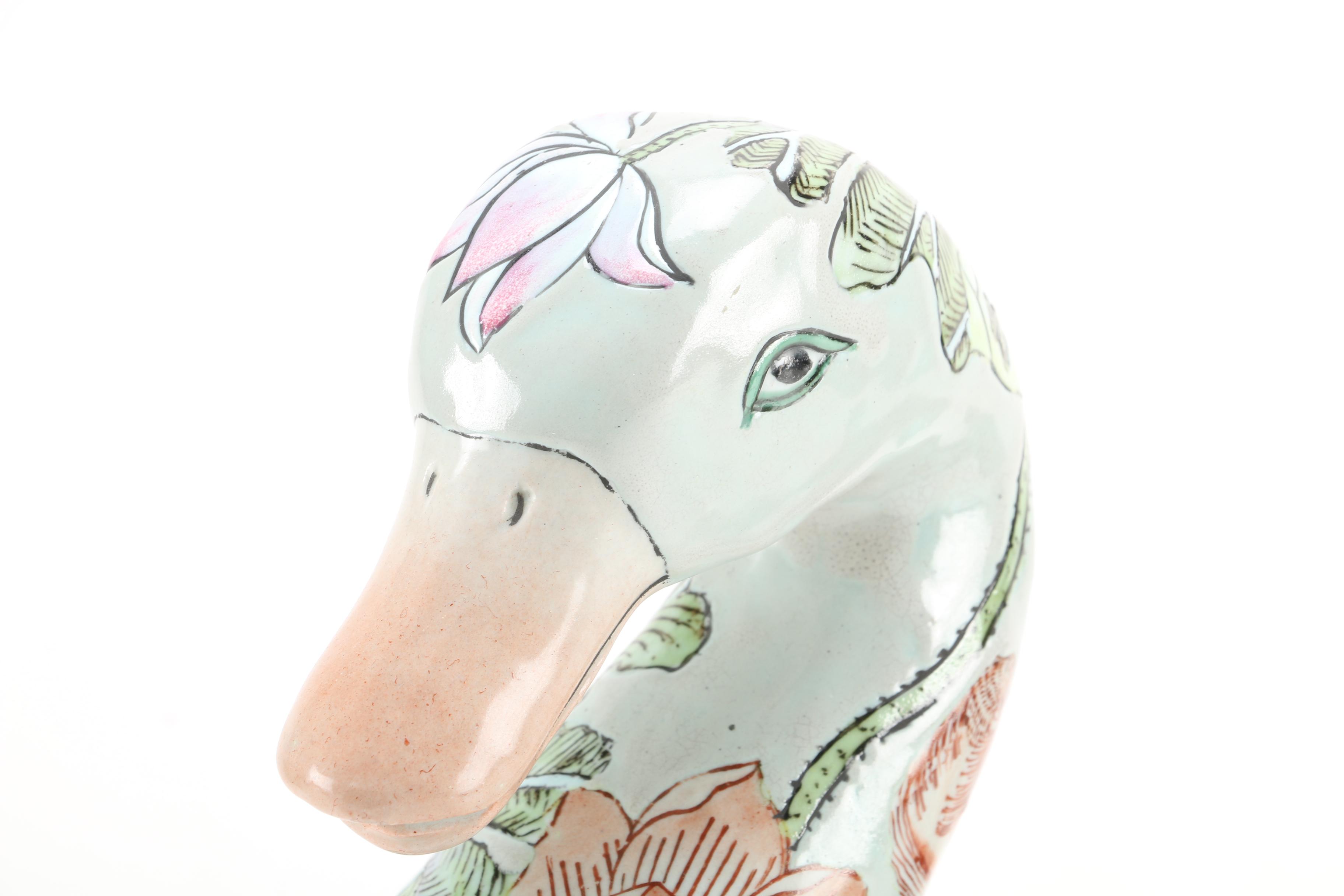 Chinese Hand-Painted Ceramic Duck