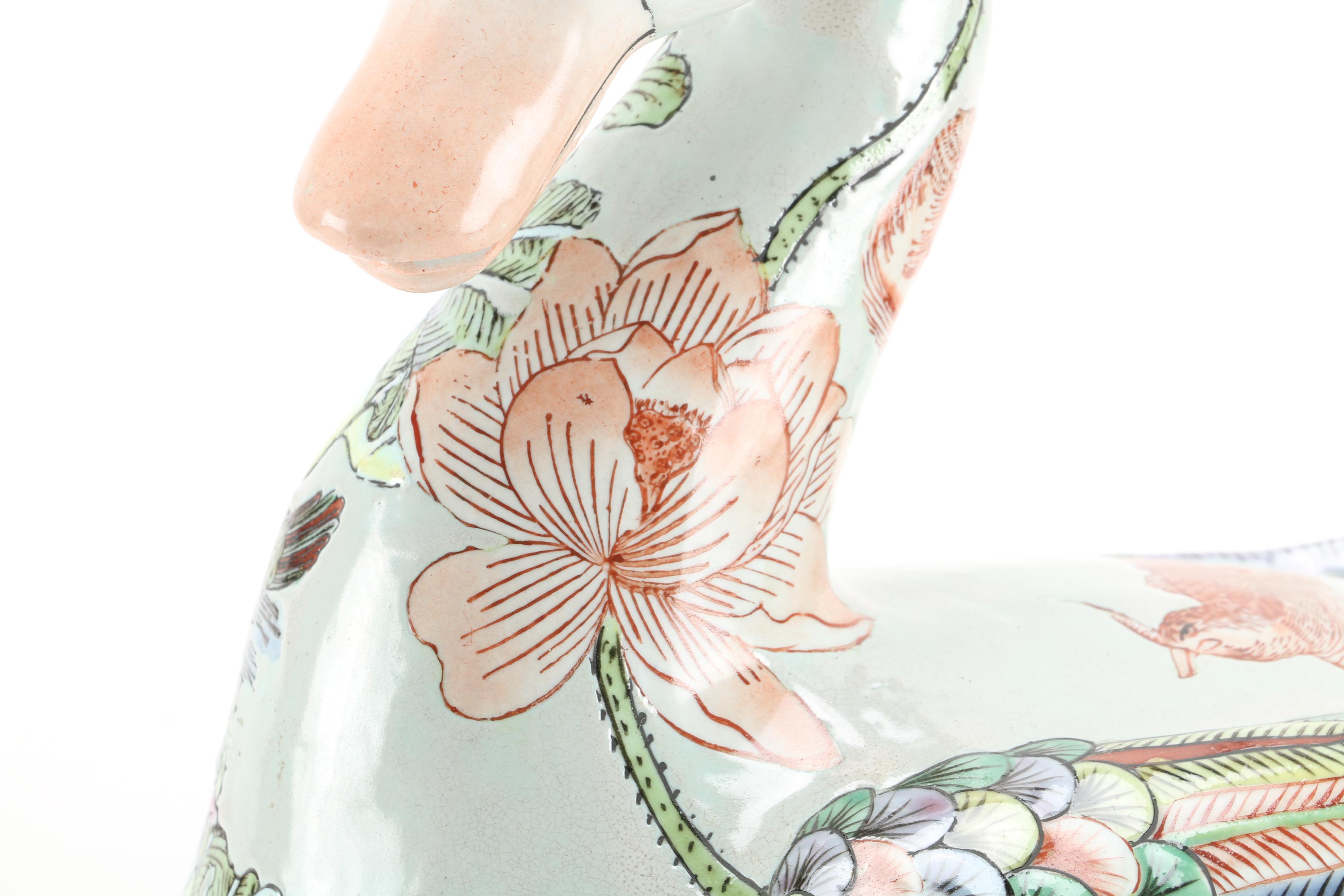 Chinese Hand-Painted Ceramic Duck