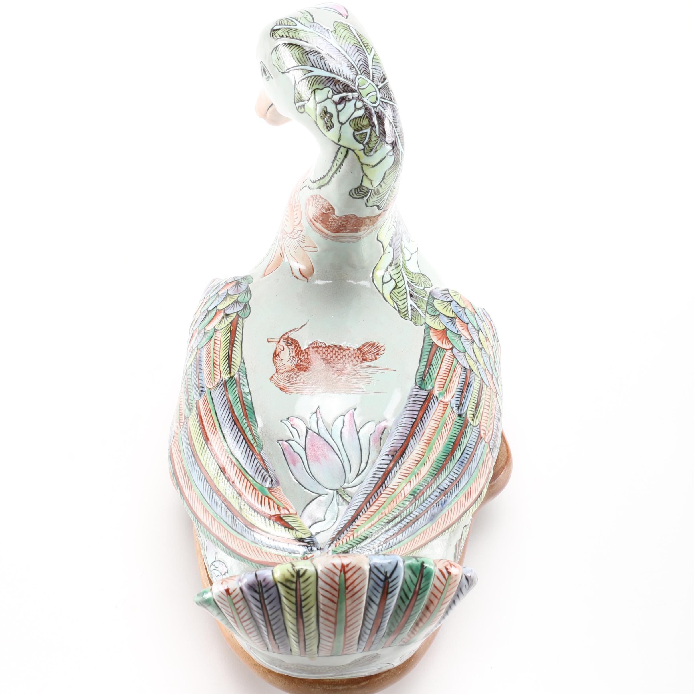 Chinese Hand-Painted Ceramic Duck