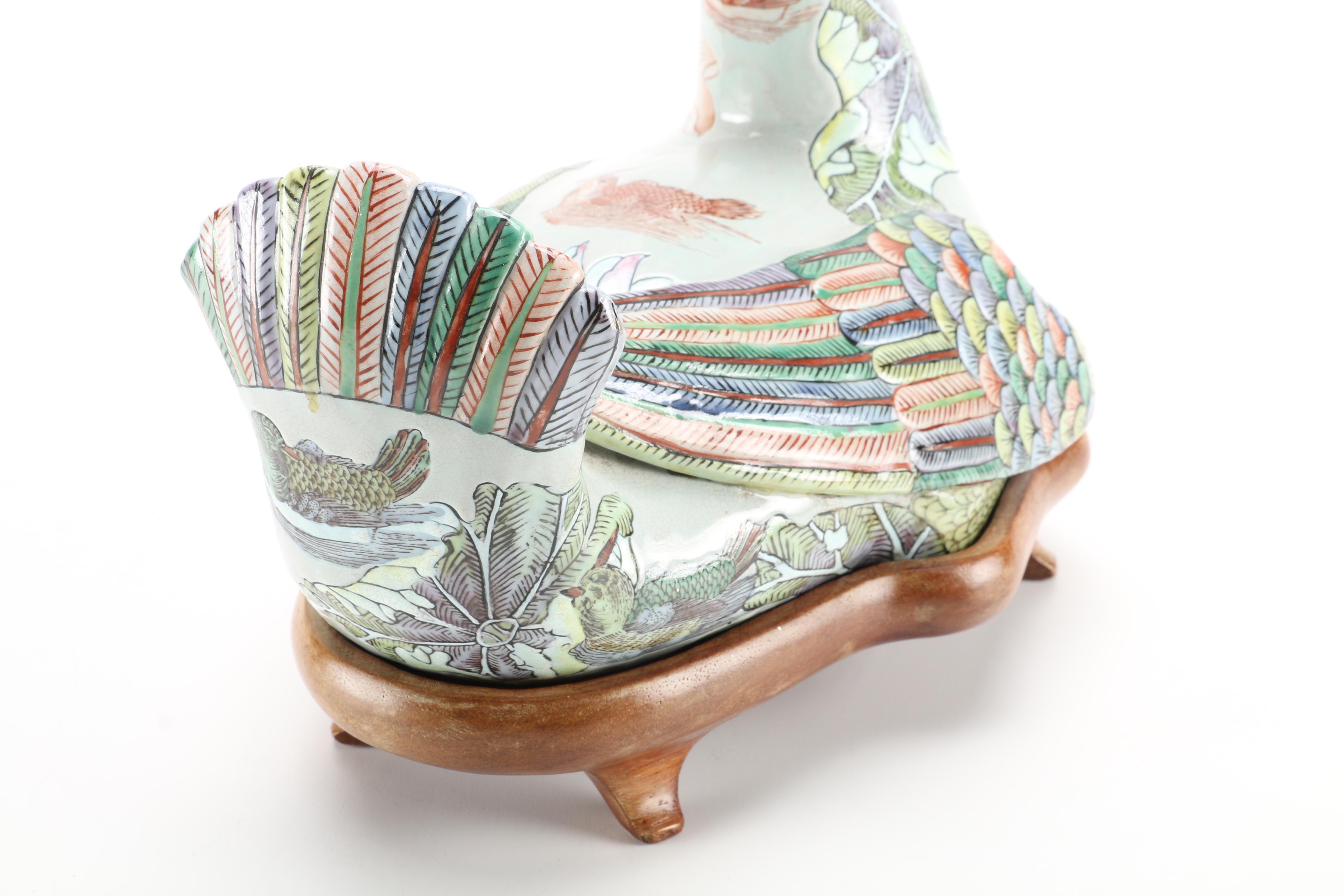 Chinese Hand-Painted Ceramic Duck