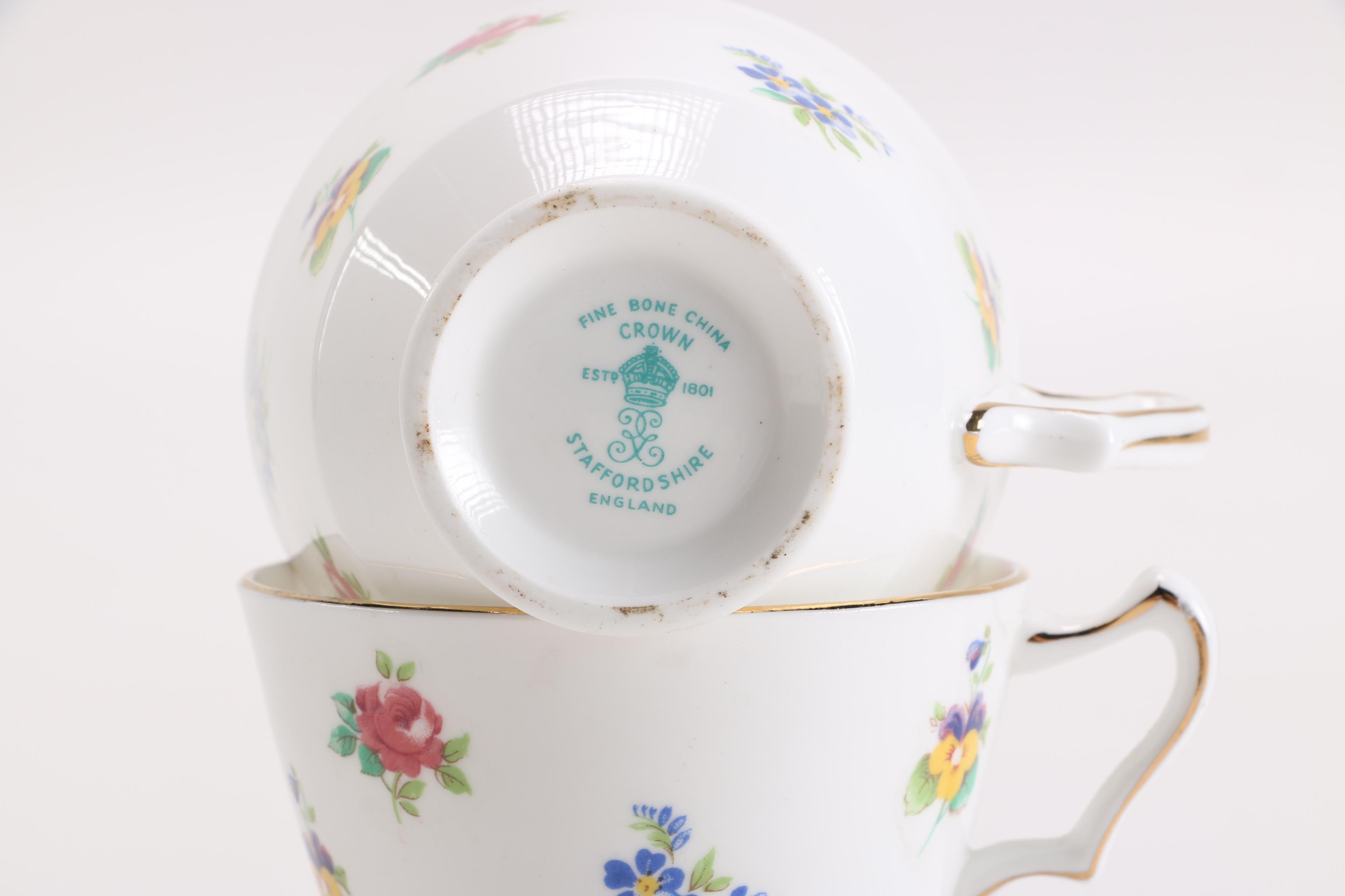 Crown Staffordshire "Smooth Floral Bouquet" Fine Bone China