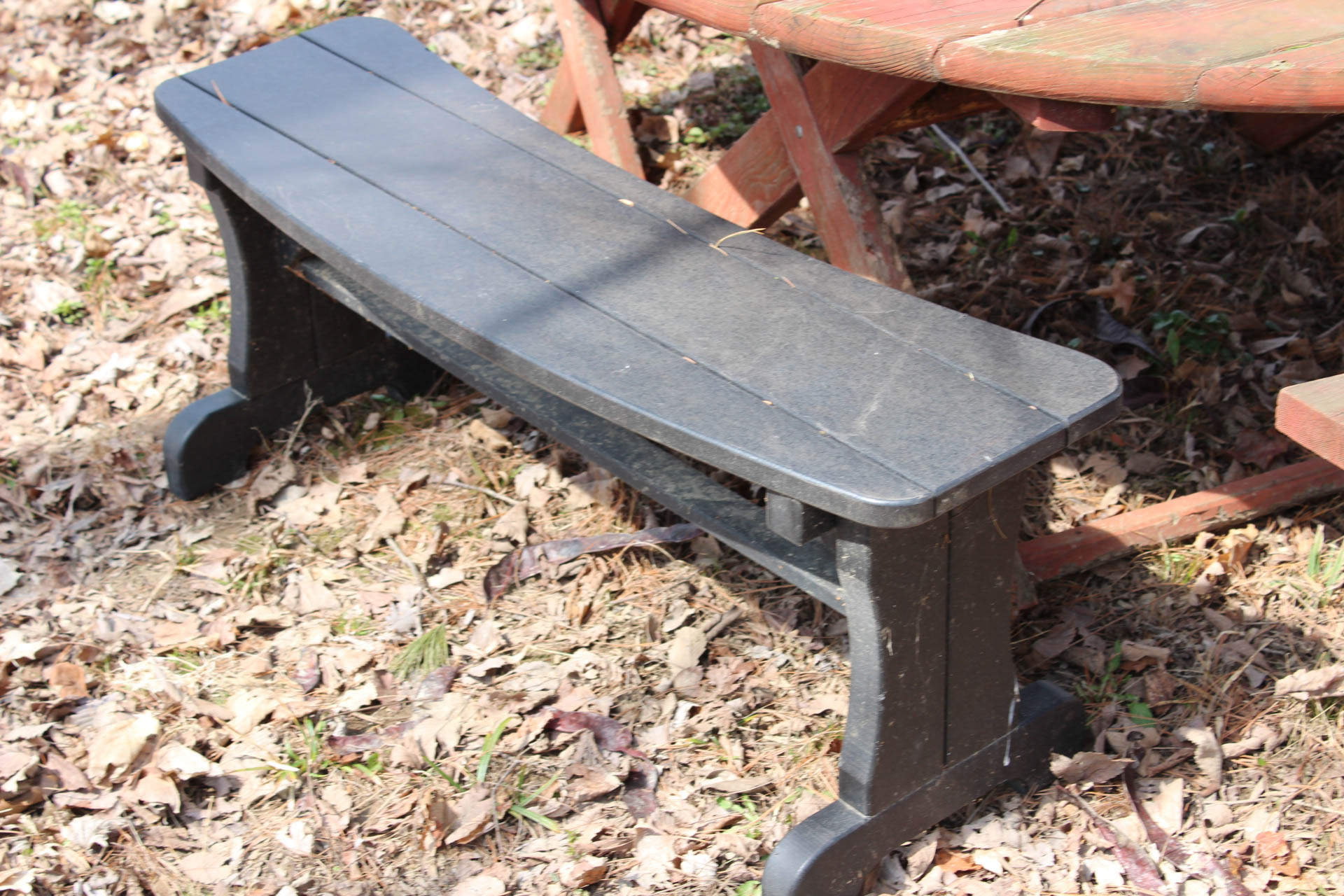 Round Redwood Picnic Table