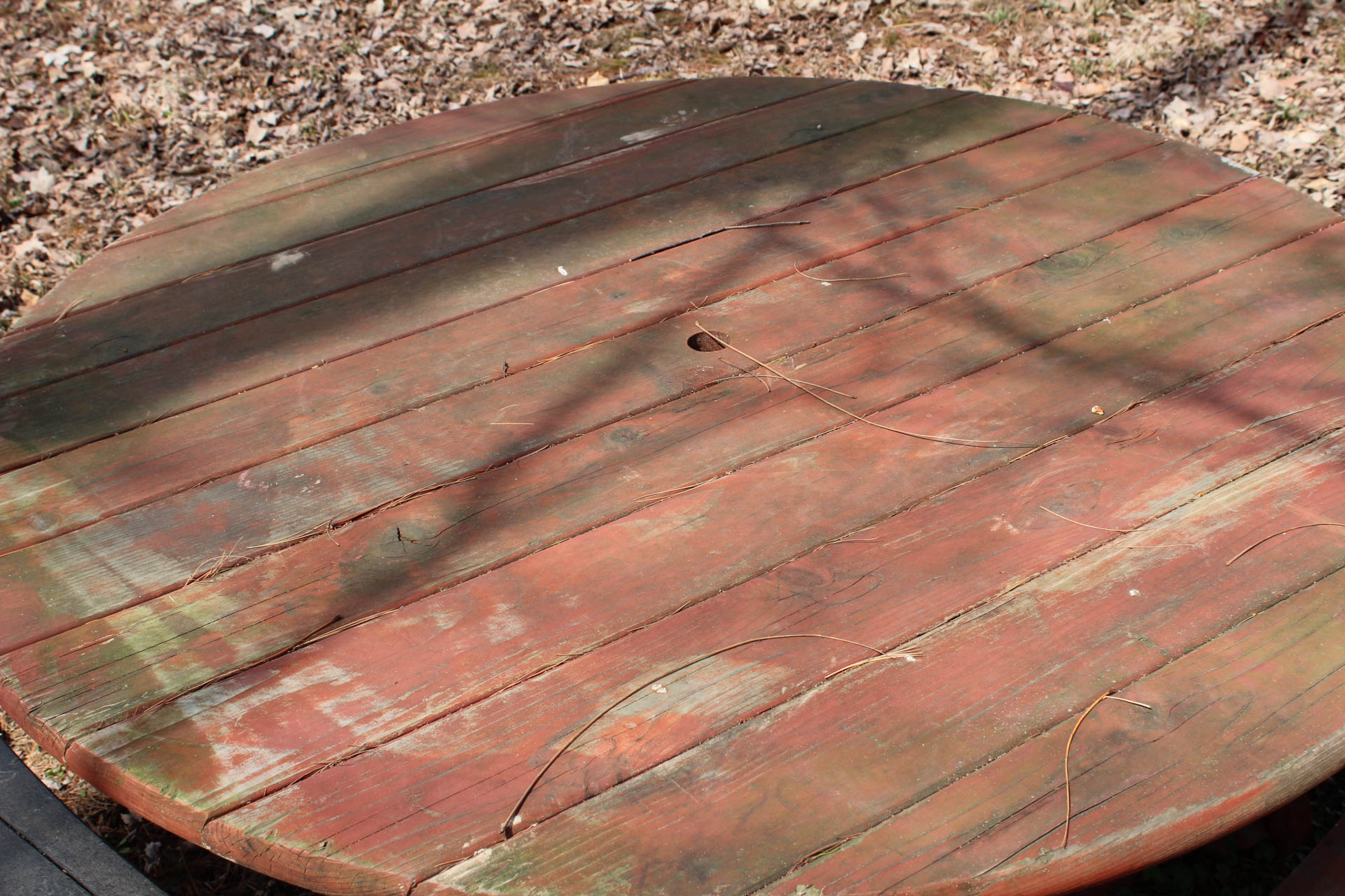 Round Redwood Picnic Table